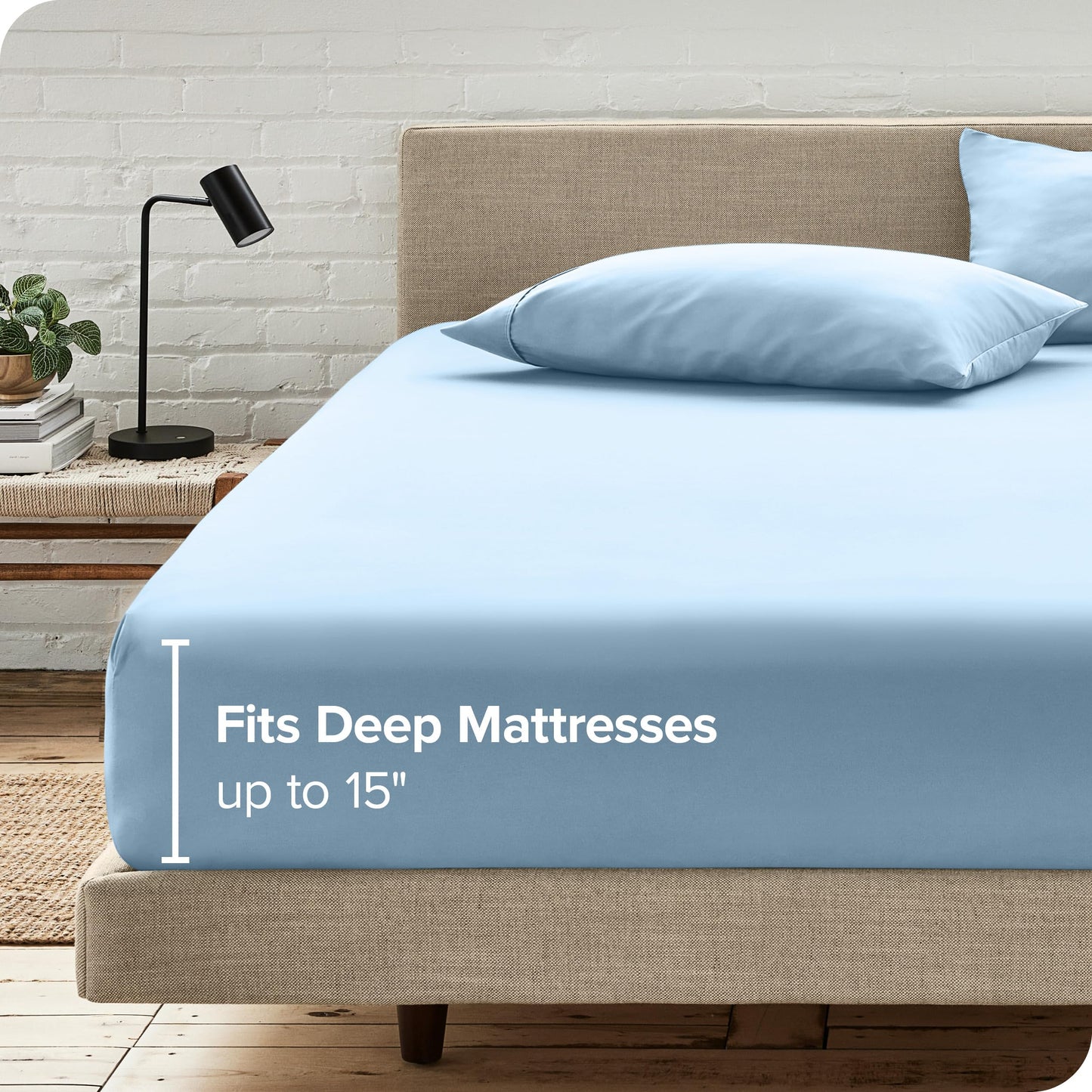 Bare Home Fitted Sheet + Pillowcase Set - Luxury 1800 Ultra-Soft Microfiber - Double Brushed - Deep Pockets - Easy Fit - Fitted Sheet and Pillowcases (Full, Light Blue)