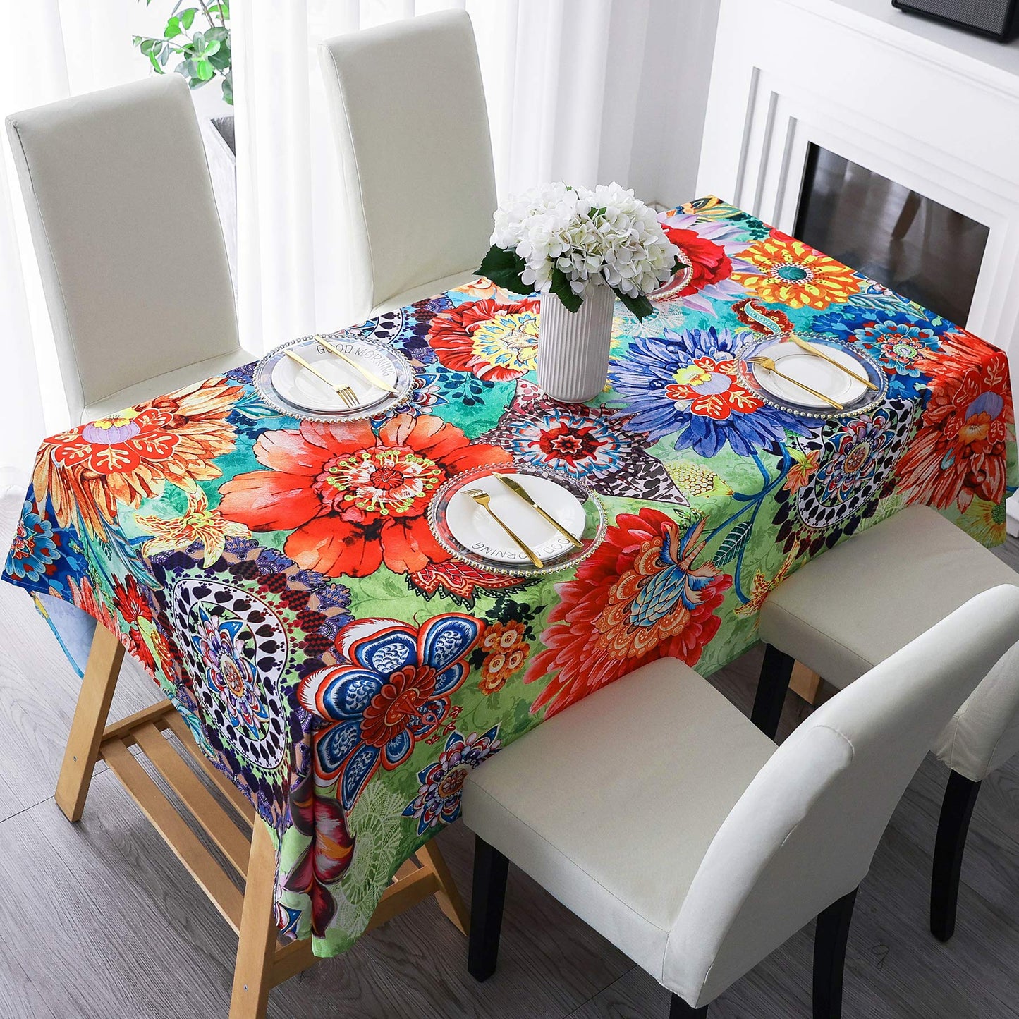 HMS Happy Memories Tablecloth, Original Design Hand Drawing Art Print Table Cloth, Washable Water Resistance Microfiber Decorative Rectangle Table Cover(Tape 8 60"x102")