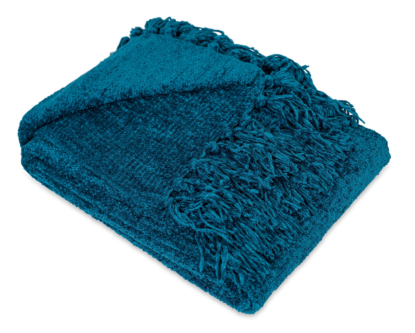 Internet's Best Thick Chenille Throw Blankets - Ultra Soft Sofa Couch Blanket with Fringe - Light Weight Sofa Throw - 100% Microfiber Polyester - Easy Travel - Bed (Teal)
