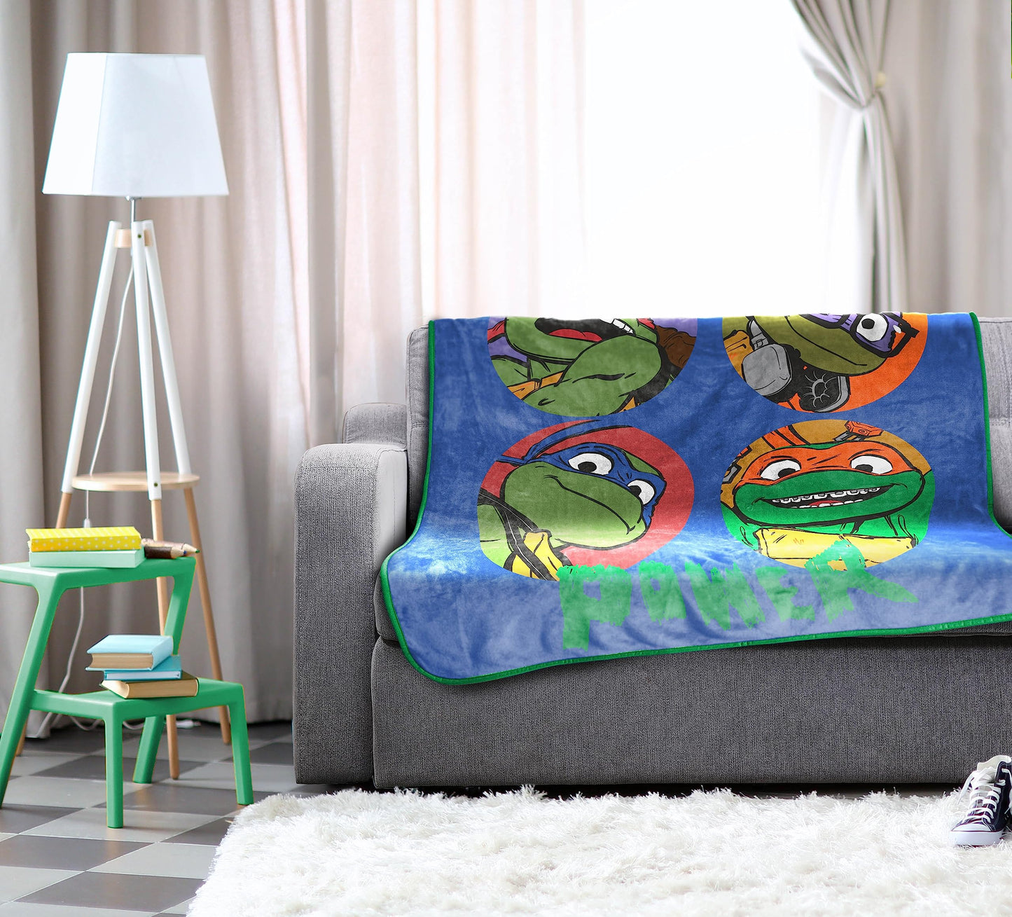 Jay Franco Plush Throw Blanket – 46" x 60" Inches Kids Hero Soft & Cozy Fleece Throw for Bedroom & Couch Décor, Official Licensed Product, Blue - Teenage Mutant Ninja Turtles