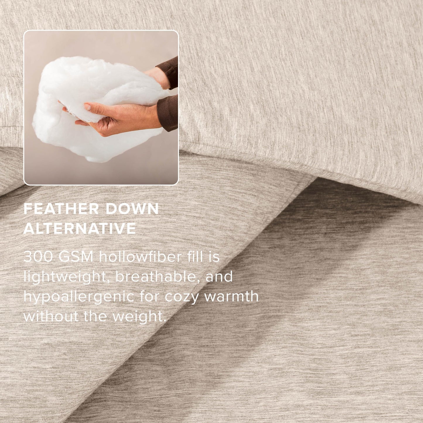 Bare Home Bed-in-A-Bag 7 Piece Comforter & Sheet Set - King - Goose Down Alternative - Ultra-Soft 1800 Premium Bedding Set - Cationic (King, Heathered Pebble)