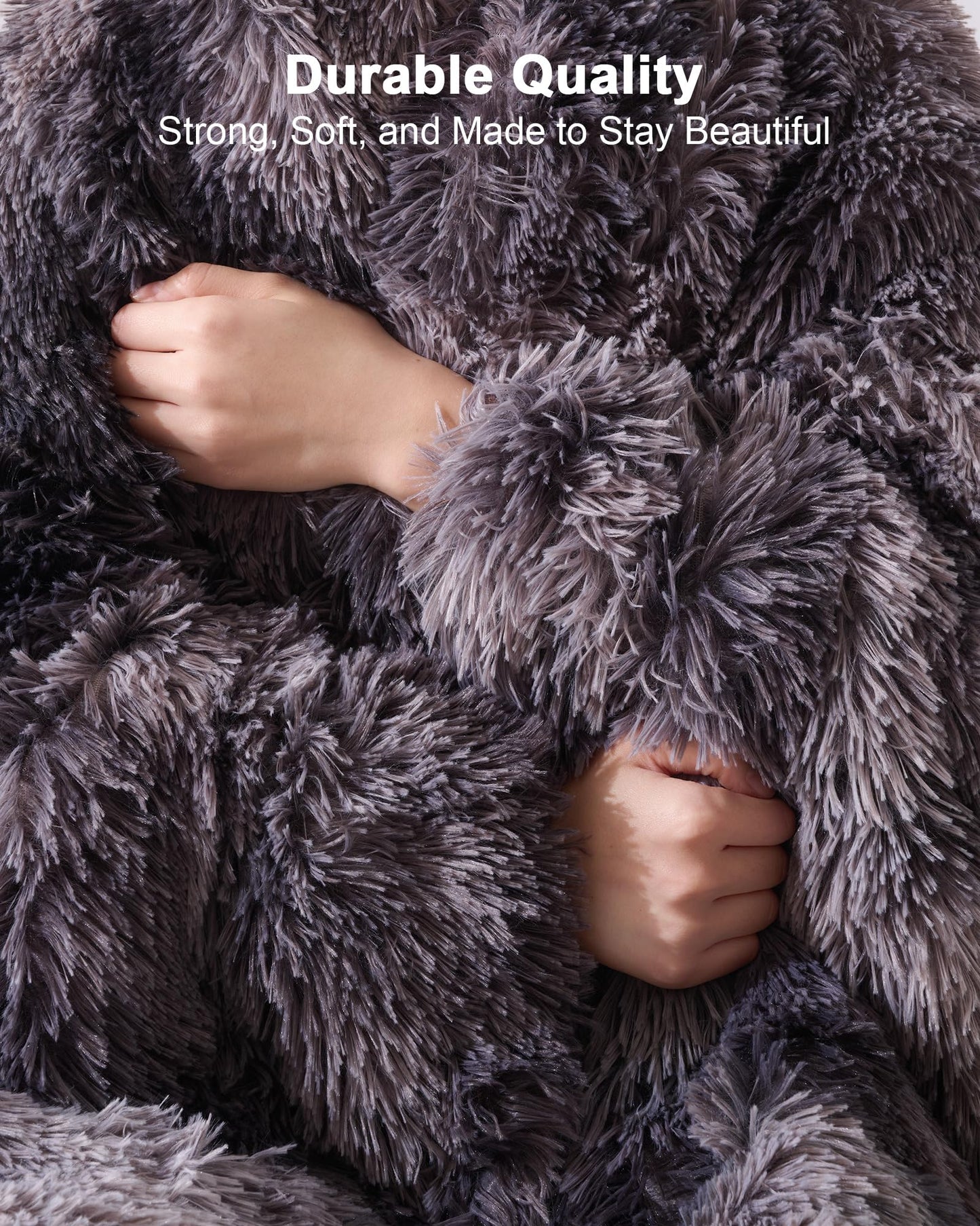 UINIU Super Soft Fluffy Faux Fur Sherpa Fleece Blankets Queen Size for Bed, Bedroom Decor Winter Big Blankets Thick Warm, Fuzzy Plush Heavy Bedding Cozy Gifts for Women Men Mom Dad, 90" x 90"