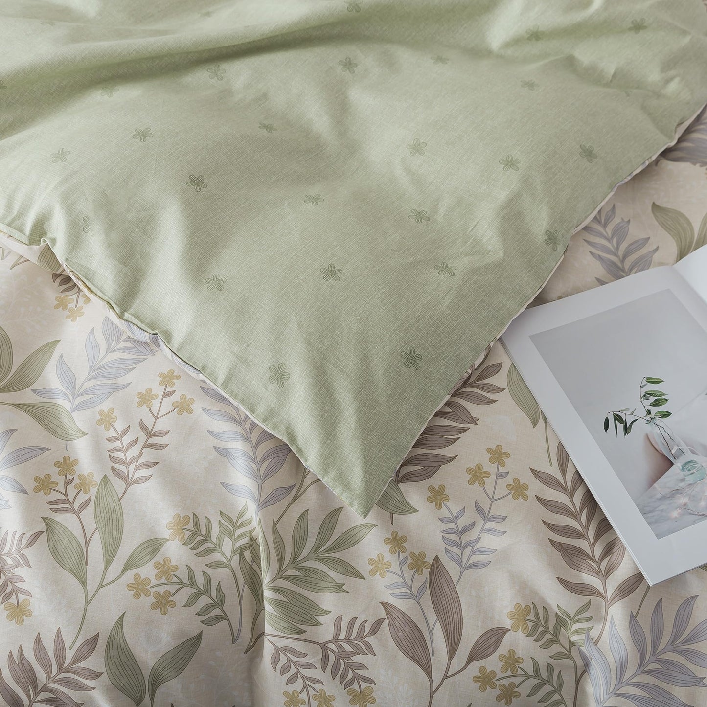 HoneiLife King Size Duvet Cover - 100% Cotton Comforter Cover, Soft & Breathable Floral Bedding Duvet Cover Sets with Zipper Closure & Corner Ties, 3-PC Wildflower Comforter Cover Sets, Blooms