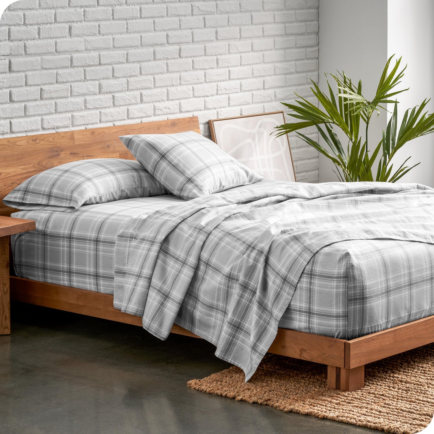 Bare Home Flannel Sheet Set Prints, 100% Cotton, Velvety Soft Heavyweight - Double Brushed Flannel for Extra Softness & Comfort - Deep Pocket - Bed Sheets (Queen, Tartan Plaid)