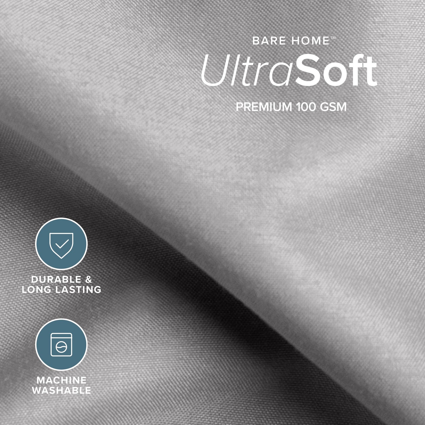 Bare Home Twin Sheet Set - Hotel Luxury - Deep Pockets - Double Brushed Microfiber for Softness - Easy Fit - 3 Piece Set - Bed Sheets with Envelope Pillowcases (Twin, Light Grey)