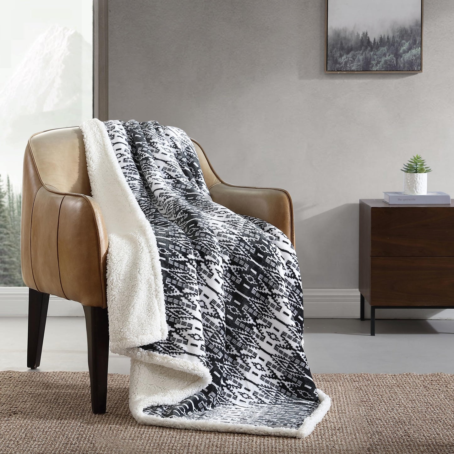 Eddie Bauer - Throw Blanket, Brushed Fleece & Plush Sherpa Soft Bedding, Blanket for Couch & Bed (San Juan Grey, 50" x 60")