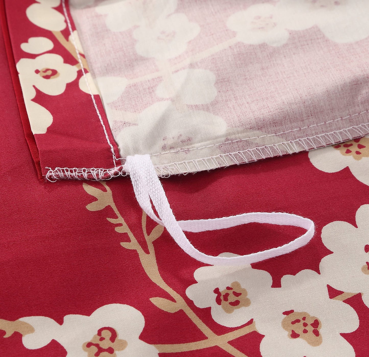 Brandream King Size Duvet Cover Set Japanese Oriental Style Cherry Floral Red Blossom Flower Branches Print Chinoiserie Bedding Pillowcases Set 800TC Egyptian Cotton Sateen Botanical Tree 3 Piece