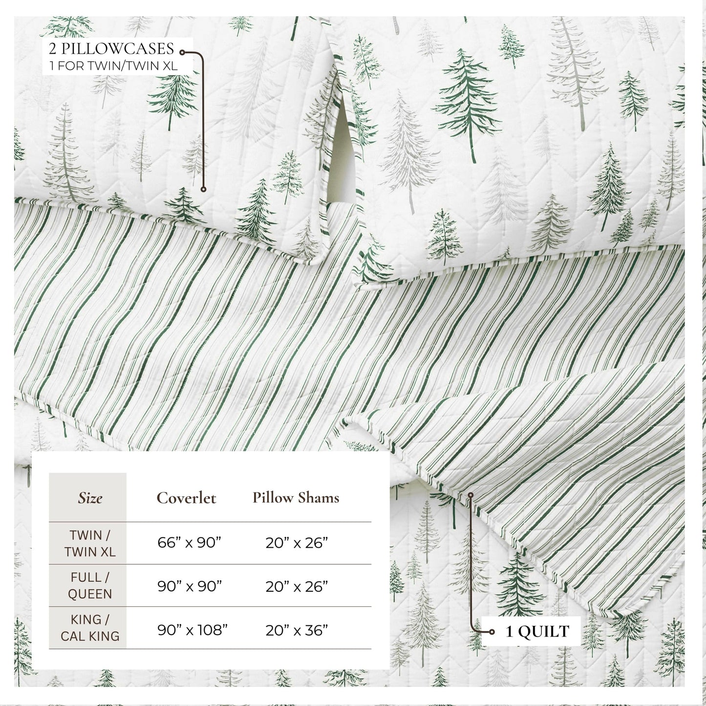 Great Bay Home Lodge Quilt Set - 3-Piece Full/Queen Size Rustic Bedding Set - Lightweight, All-Season, Reversible Bedspread (Grey/Green)