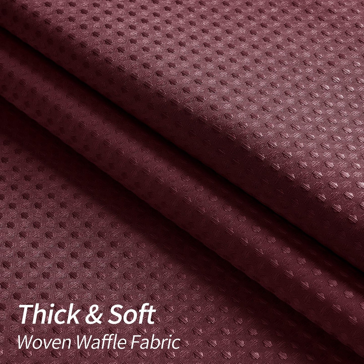 MitoVilla Burgundy Shower Curtain 72 x 78, Wine Red Long Waffle Fabric Shower Curtains for Modern Luxury Bathroom Decor, Heavy Duty Hotel Cloth Shower Curtains 78 inch Long