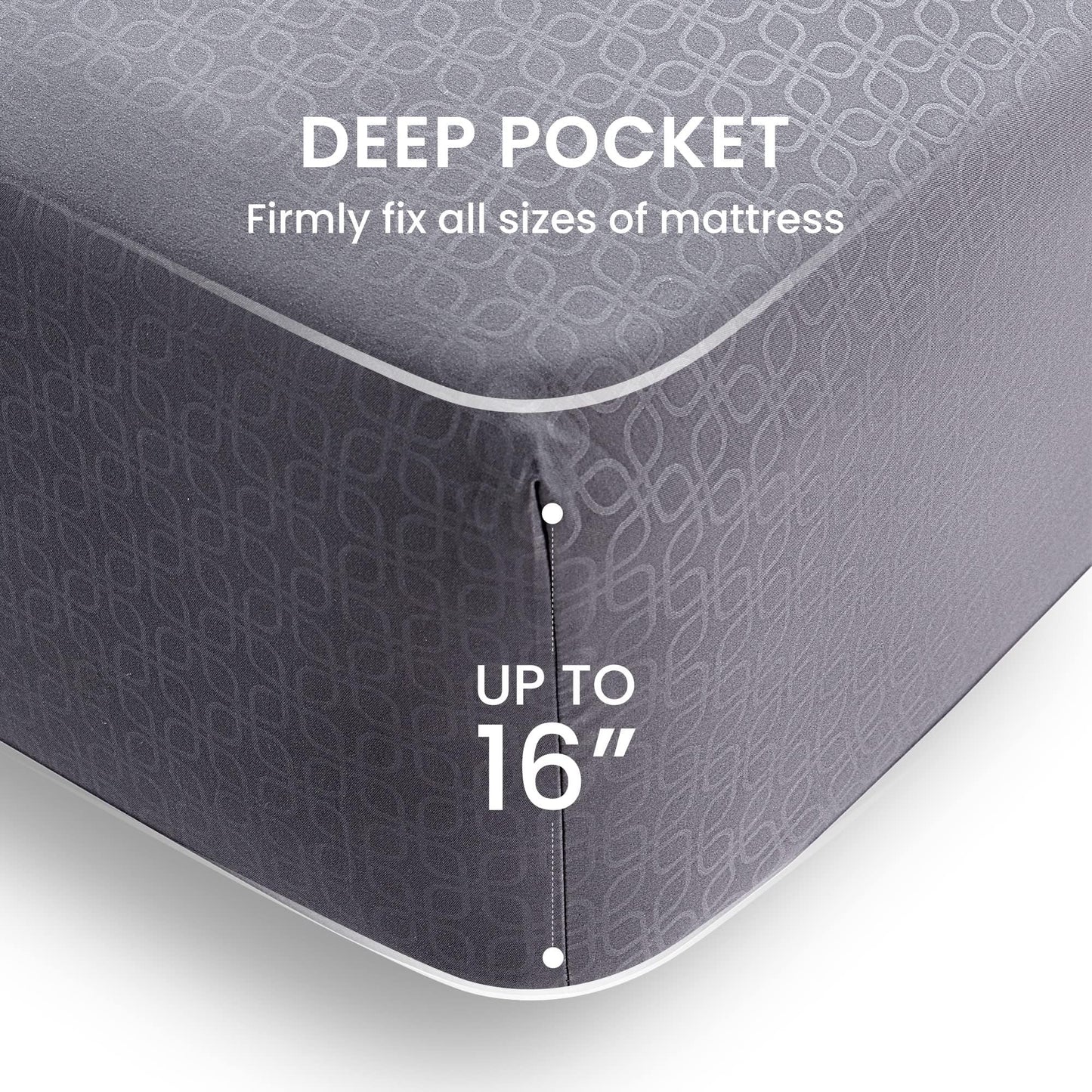 SLEEP ZONE Luxury Embossed Queen Sheets Set, Four-Leaf Clover Pattern Sheet & Pillowcase Sets 4 Piece - Super Soft, Wrinkle Free, Fade Resistant, Deep Pocket 16" (Gray, Queen)
