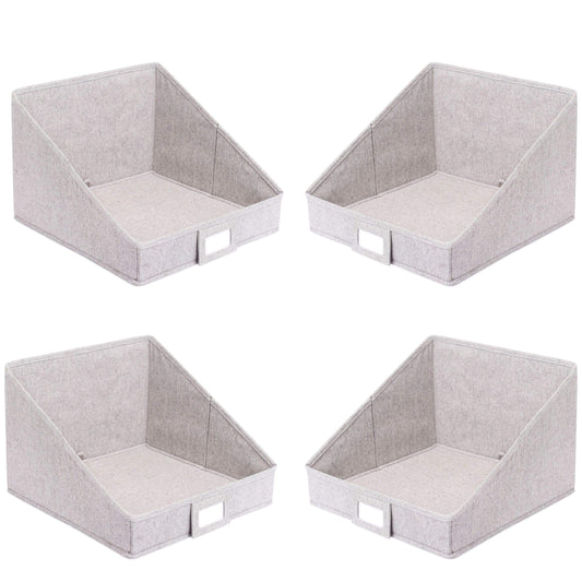 Internet's Best Open Cloth Storage Bin - Closet Shelf Storage Box - Organize Sheets Blankets Towels Sweaters Scarfs - Grey (4 Pack)