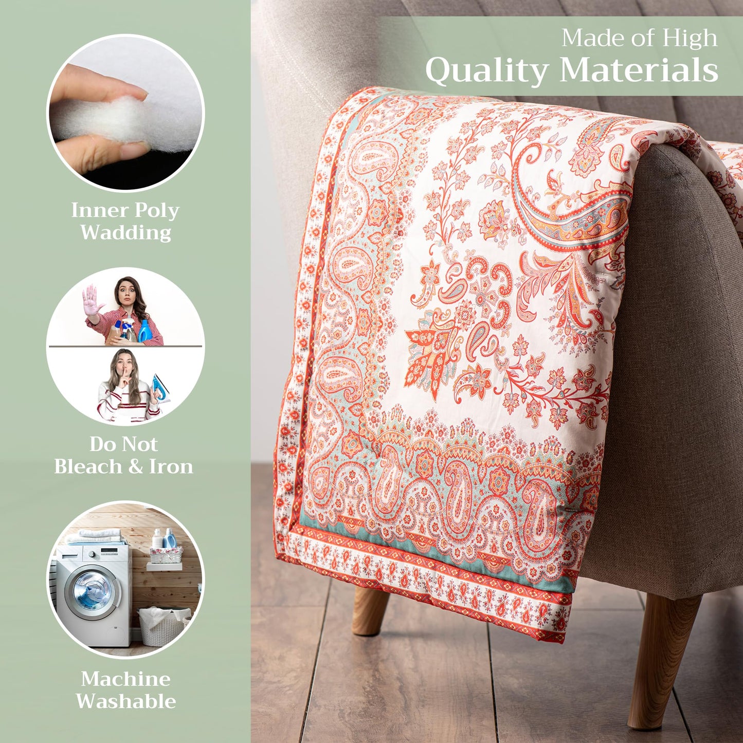 Maison d' Hermine Throw Blanket for Couch Lightweight Soft Warm Breathable Cotton Throw Blankets for Bed Girls Boys Women Men Gifts Sofa Travel Living Room Spring Summer (Cachemire, 60" X 80")