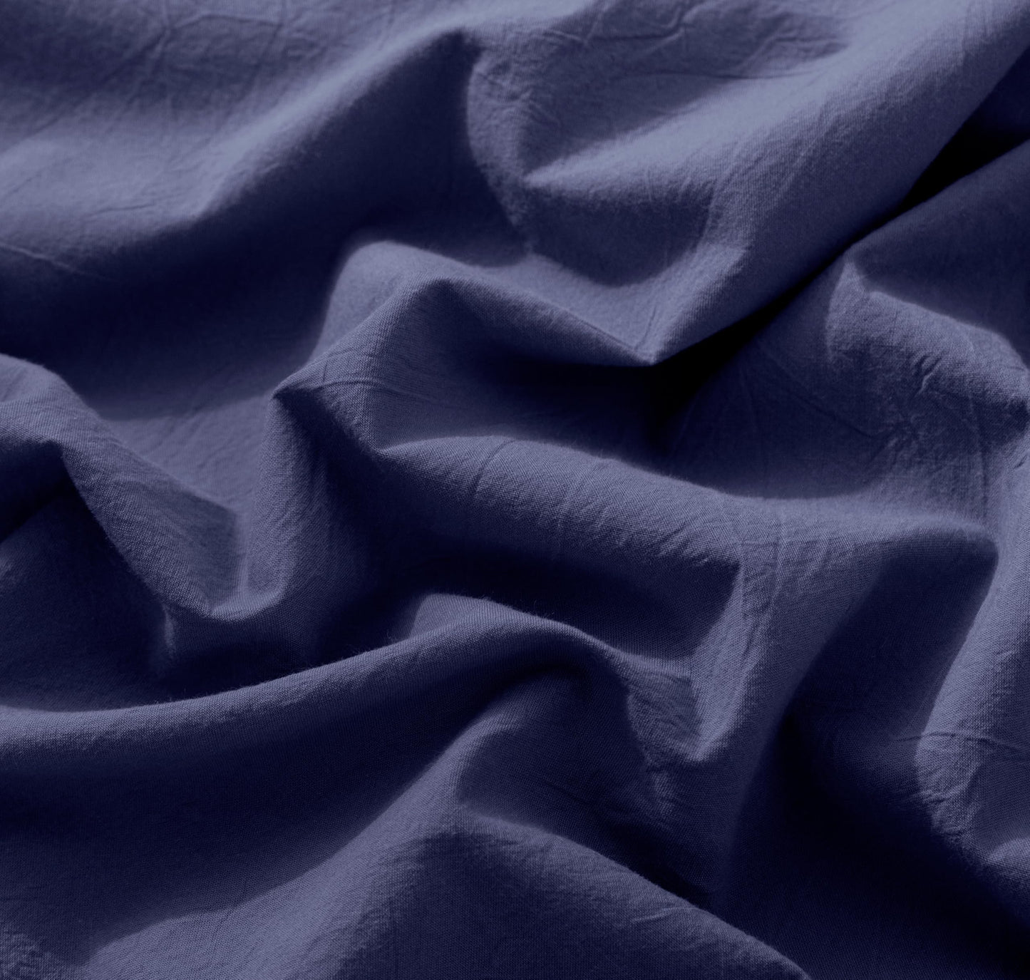 MooMee Fitted Bottom Sheet Only 100% Washed Cotton Linen Like Textured Breathable Durable Soft Comfy Deep Pocket Fits Mattress up to 17" (Dark Blue, Queen)