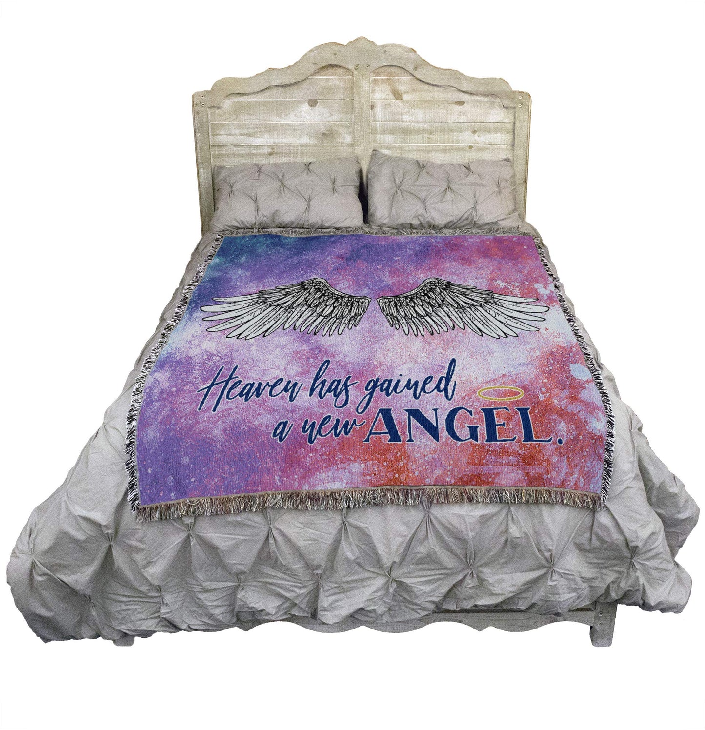 Pure Country Weavers Heaven Has Gained A New Angel Blanket - Sympathy Bereavement Gift Tapestry Throw Woven from Cotton - Made in the USA (72x54)