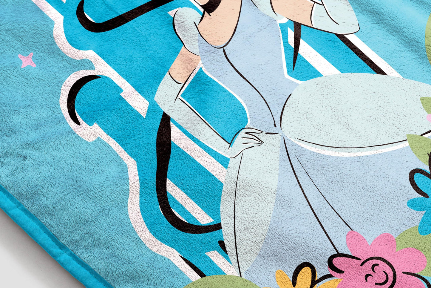 Jay Franco Kids Plush Throw Blanket – Soft & Cozy Fleece Throw for Bedroom & Couch Décor, Official Licensed Product, Blue - Disney Princess Cinderella, 46x60 - Throw Blanket