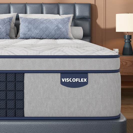 Extra Firm 14 Inch Queen Mattress, Hybrid Mattress Queen Size for Back Pain Relief & Cooling Comfort, CertiPUR-US Certified Mattresses in a Box, 365 Nights Trial &10 Years Warranty - Fiberglass Free