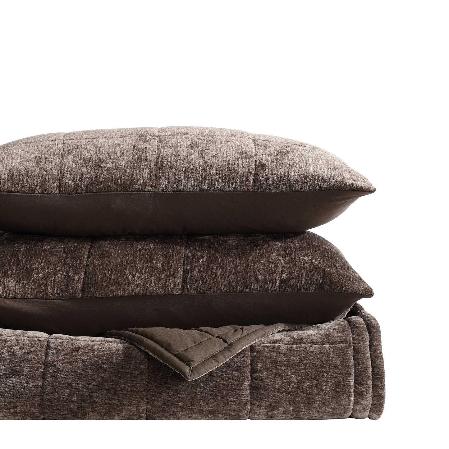 Vera Wang - Queen Quilt Set, Super Soft Bedding Set with Matching Shams, Modern Room Essentials (Chenille Box Solid Chocolate Brown, Queen)