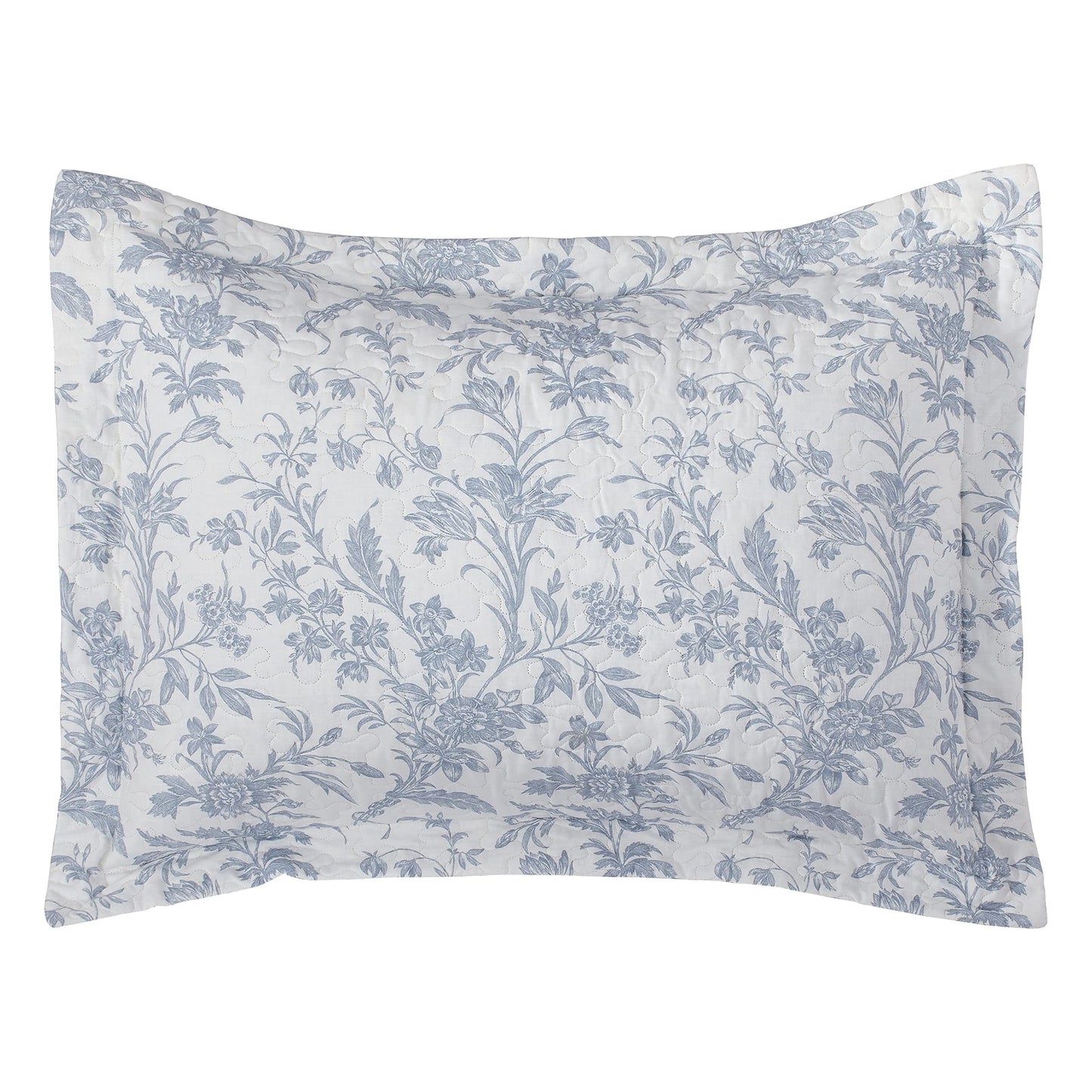 Laura Ashley – Twin Quilt Set, Soft & Lightweight Toile Bedding with Matching Shams, Reversible Floral Room Decor, College Dorm Room Essentials (Amberley Soft Blue)