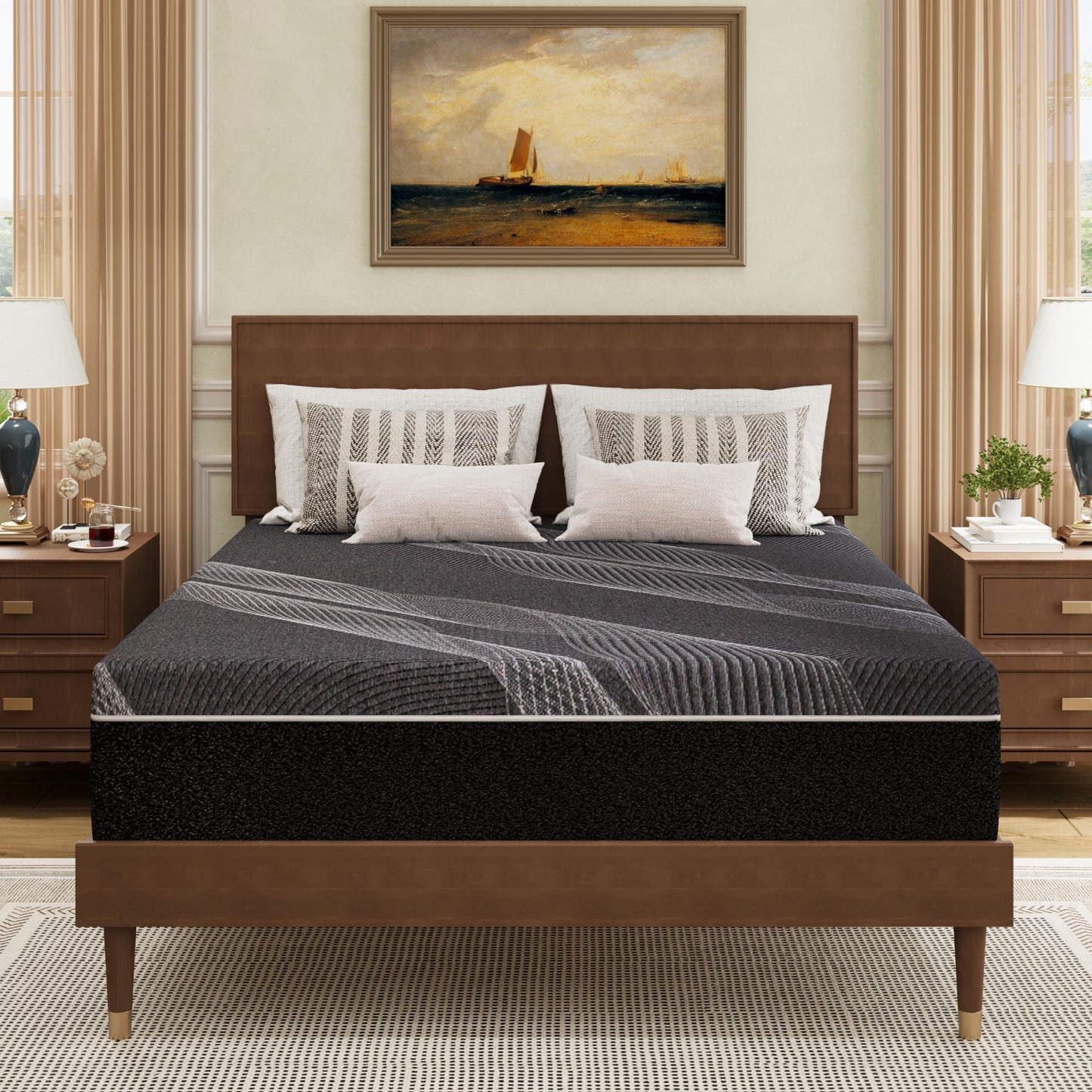 Dyonery Queen Size Mattress, 12 Inch Gel Memory Foam, Cooling & Back Pain Relief, Fiberglass Free, CertiPUR-US Certified, Foam Made in USA, Medium