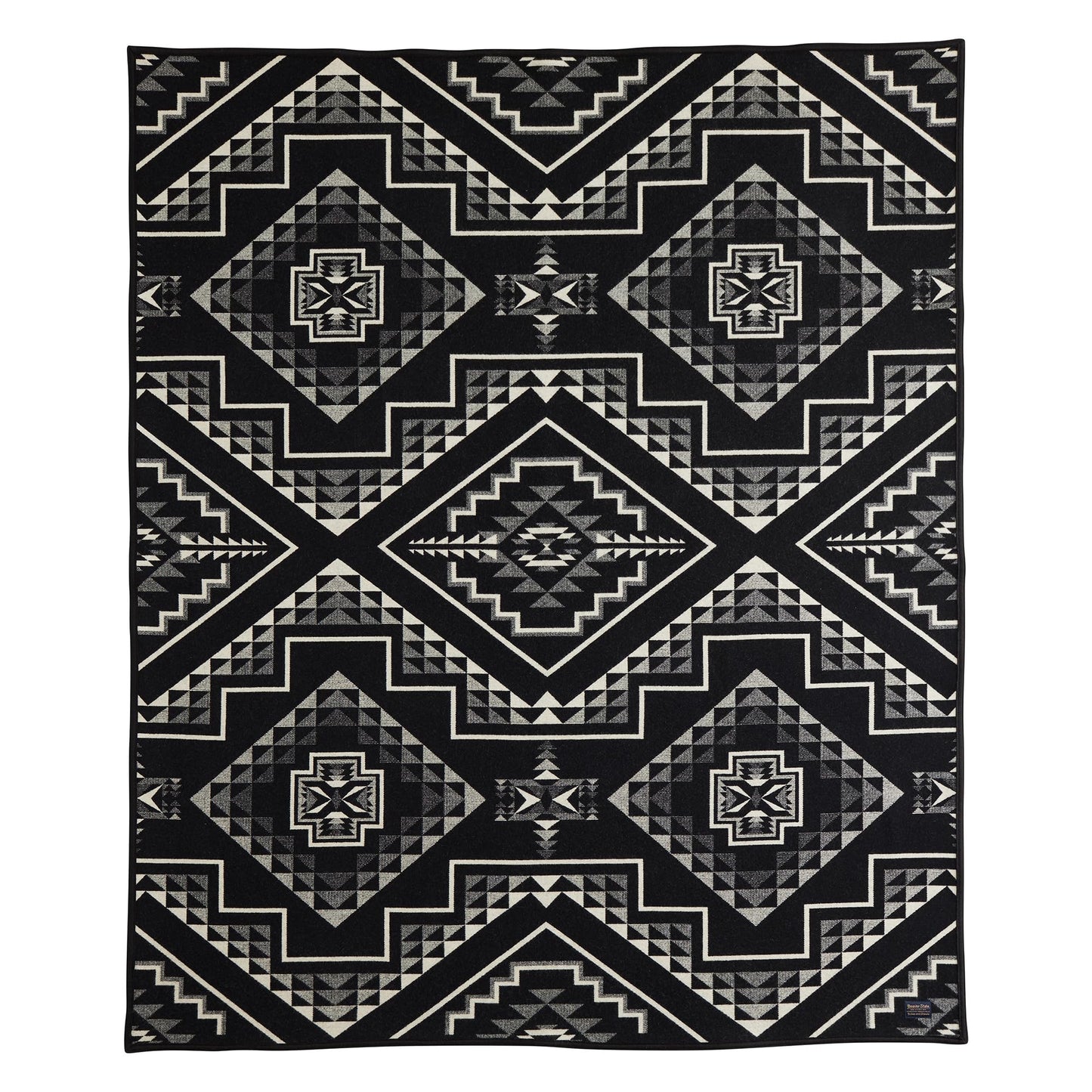 Pendleton Jacquard Unnapped Twin Blanket 64" x 80" - Heirloom Quality Virgin Wool, Reversible, Reinforced Ultrasuede Binding, Made in USA - Oxbow