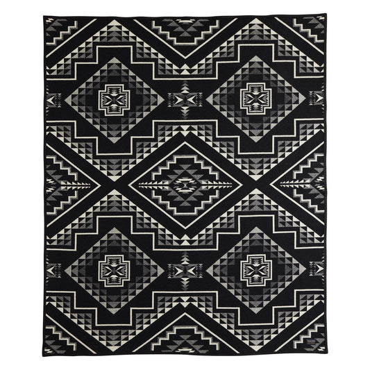 Pendleton Jacquard Unnapped Twin Blanket 64" x 80" - Heirloom Quality Virgin Wool, Reversible, Reinforced Ultrasuede Binding, Made in USA - Oxbow