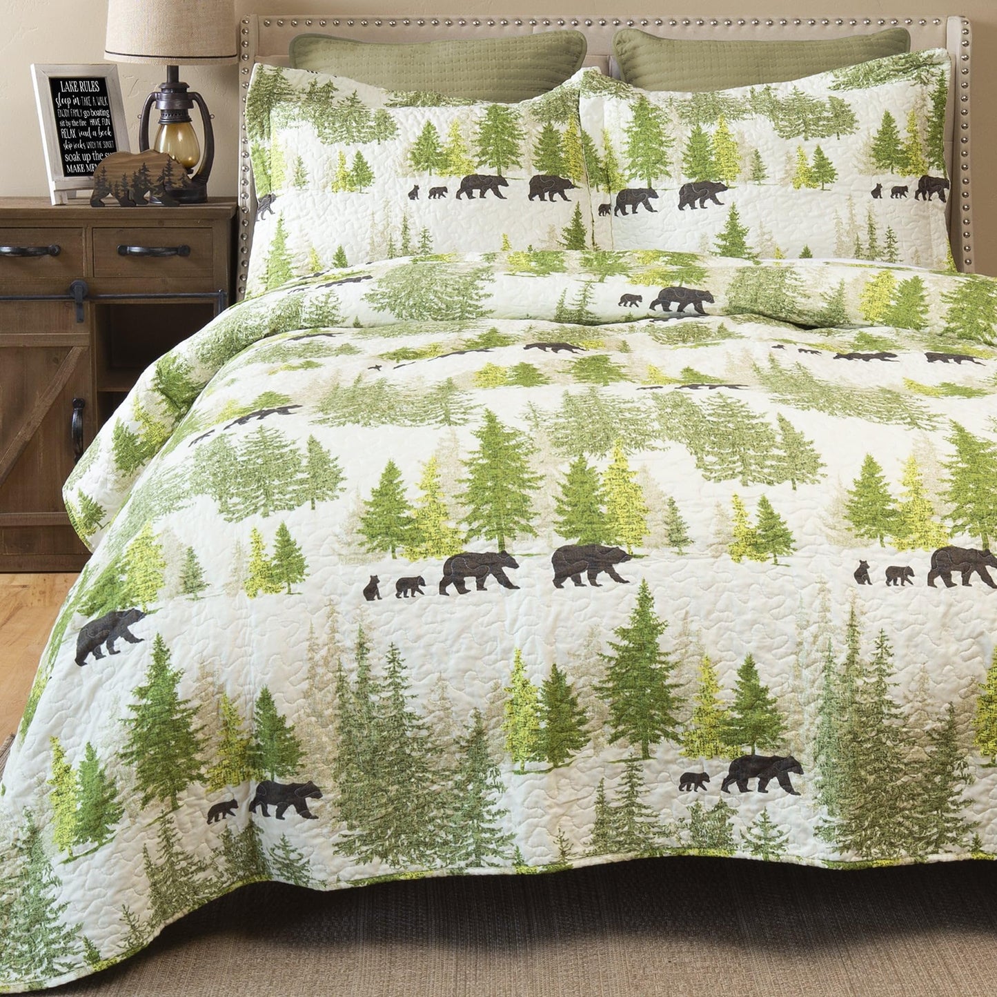 Pine Wilderness Rustic Quilt Set, King