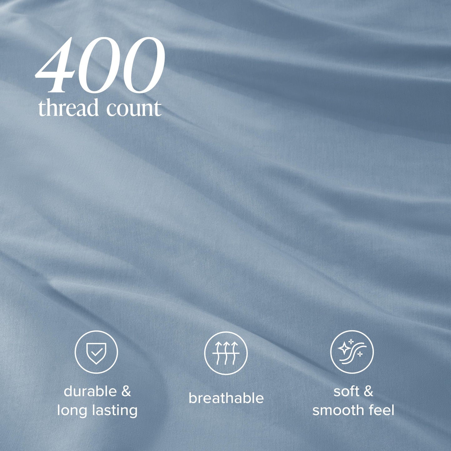 Bare Home 100% Organic Cotton Sateen Fitted Sheet - 400 Thread Count - Smooth Sateen Weave - Breathable & Cooling - Hotel Luxury - Durable Fitted Sheet - Deep Pocket (King, Dusty Blue)