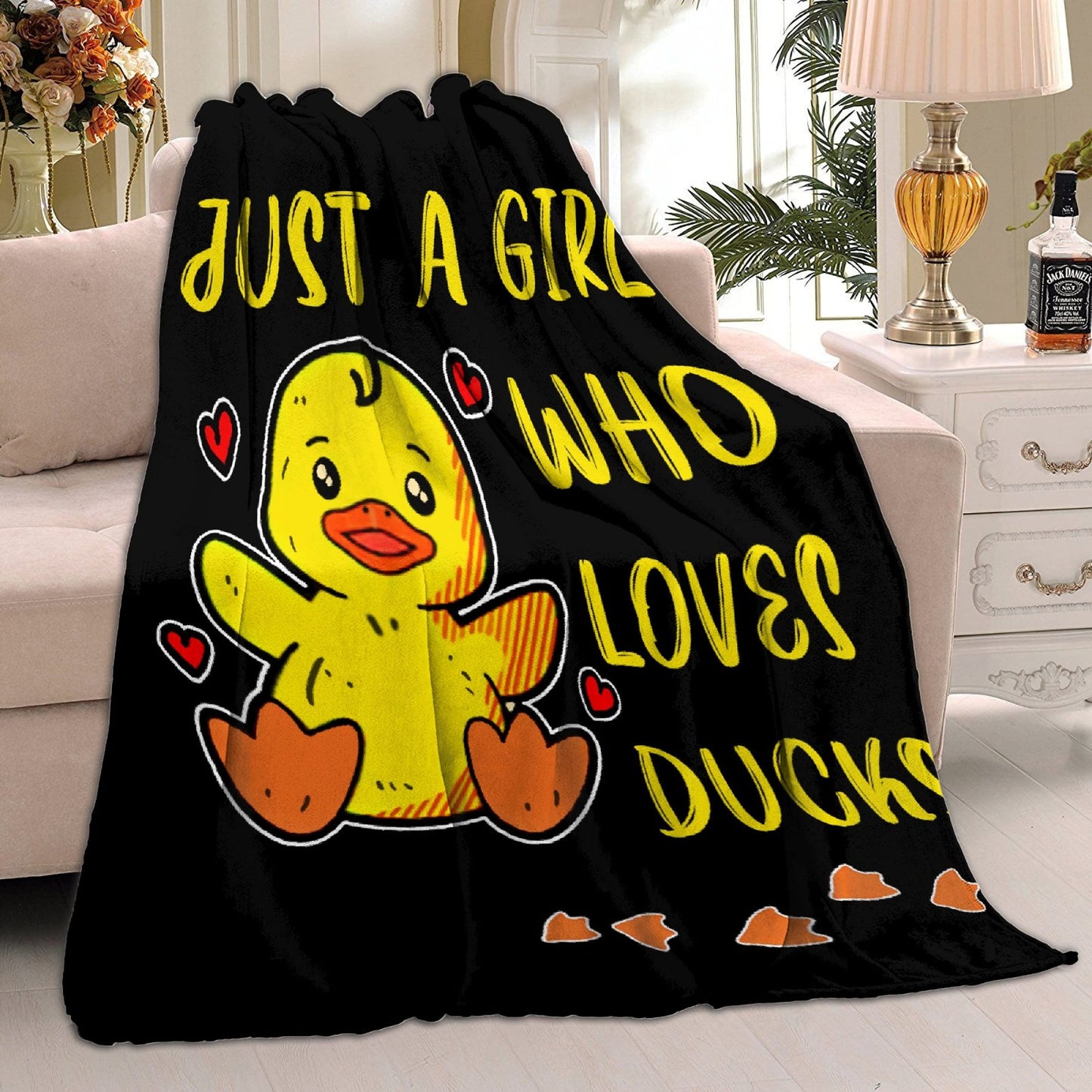 Just Girl Loves Ducks Blanket Soft Blankets and Throws Flannel Cozy Lightweight Quilt Gift Perfect for Bed Sofa Couch-50 x40 Small for Kids