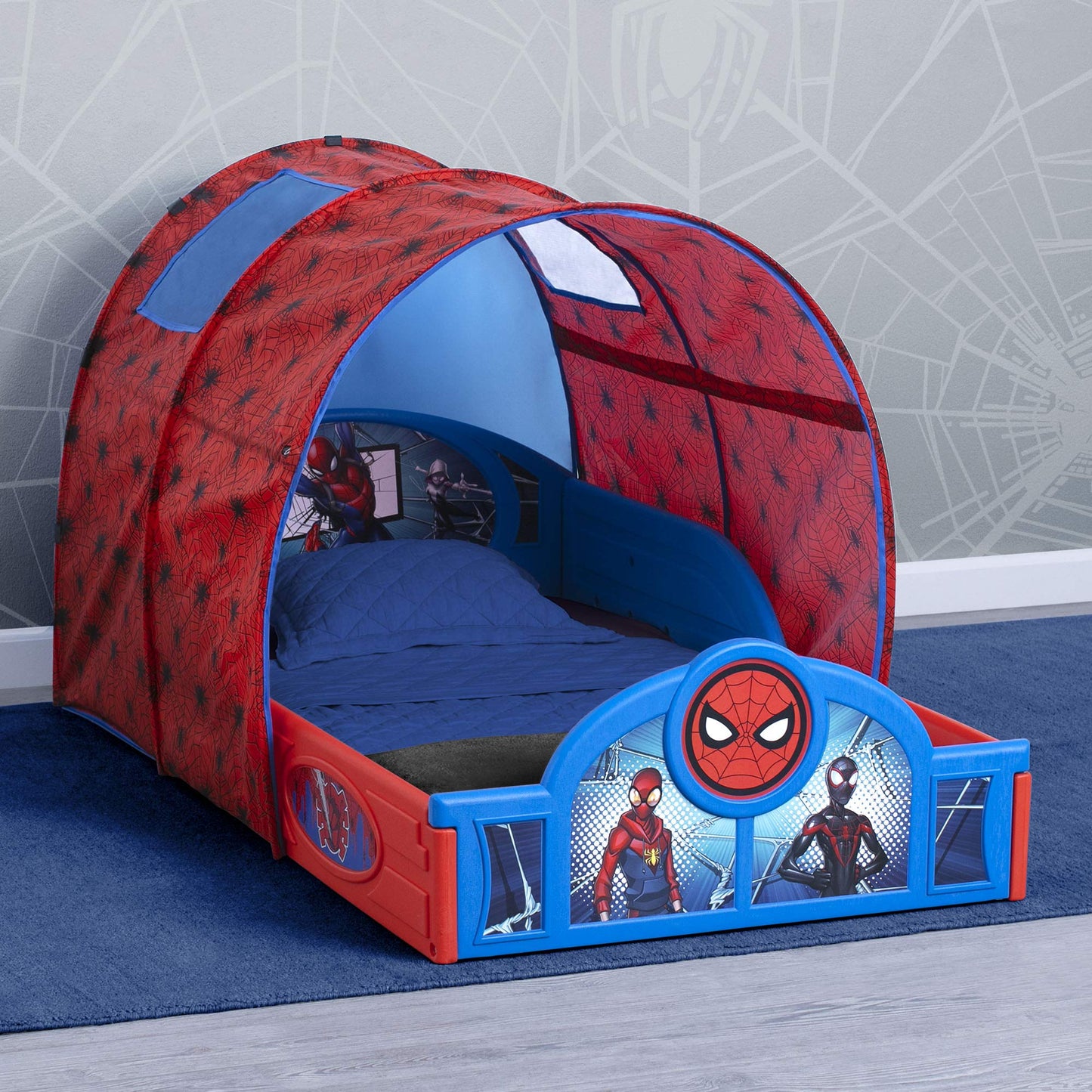Marvel Spider Man Sleep and Play Toddler Bed with Tent by Delta Children