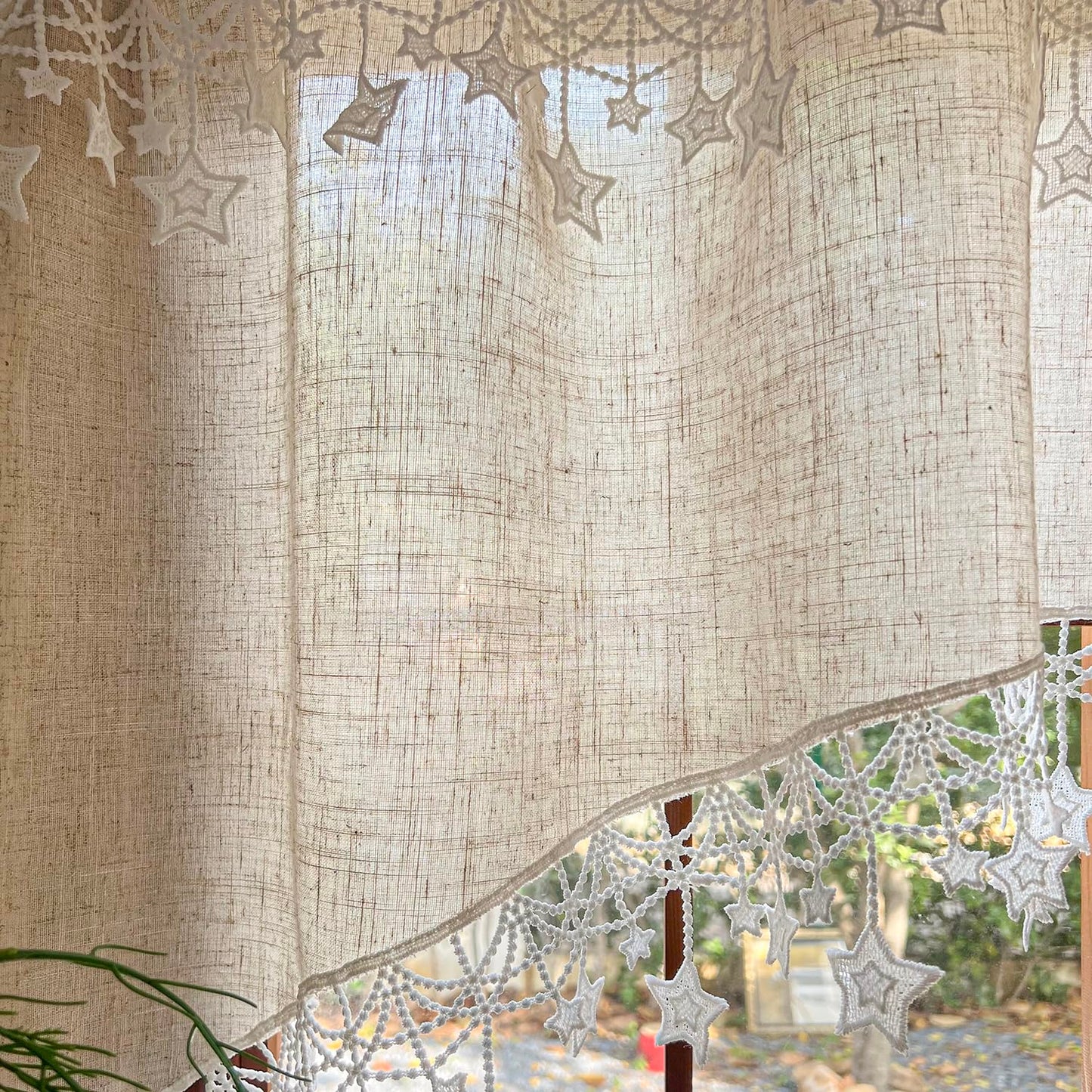 AiDamai Swag Curtain with Star Trim Arched Doorway Curtain 1PC W59 x L26