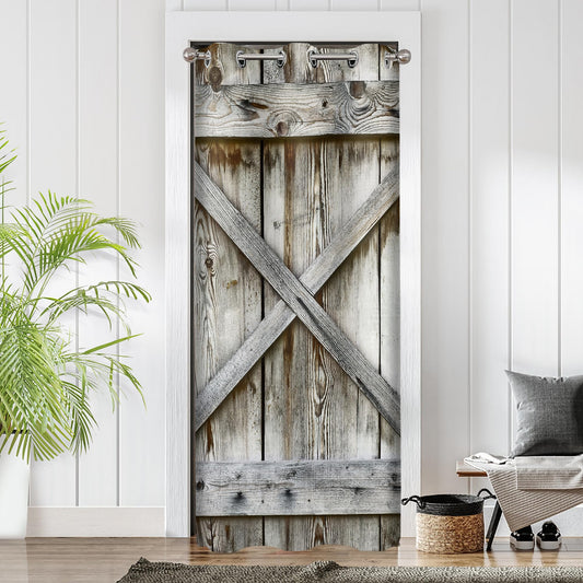Barn Door Curtains for Doorways, Rustic Farmhouse Blackout Privacy Door Curtain Room Divider Drapes Closet Curtain for Bedroom Living Room, 34 x 80 Inch