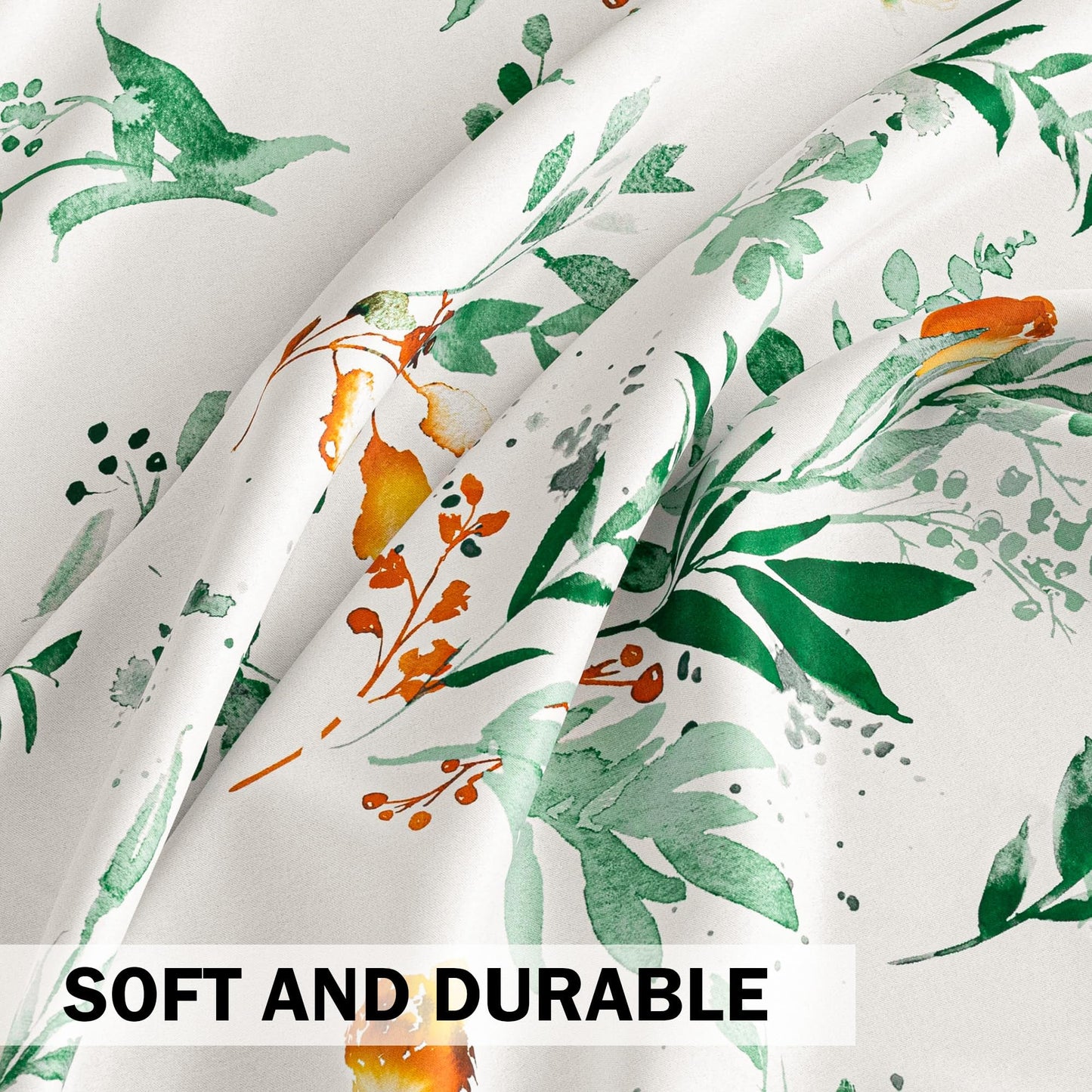 MYSKY HOME Sage Green Floral Blackout Curtains 84 inch Long 2 Panels for Living Room Bedroom Summer Flower Patterned Room Darkening Light Blocking Grommet Window Drapes, 52" W, Yellow and Green