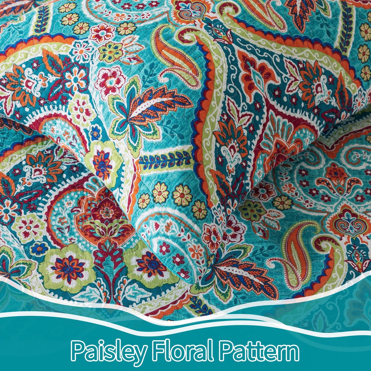 BEDIFANY Cotton Queen Quilt Set - Lightweight Queen Size Quilts Bedding Set for a Comfortable Sleep - Reversible Bedspread Coverlet (90 * 98 in) with Boho Pattern, 3 Pieces