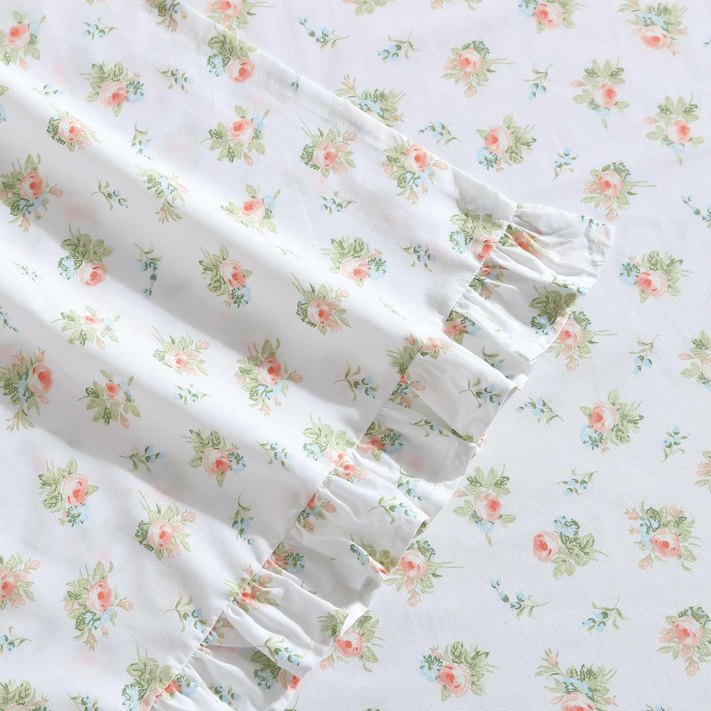 Laura Ashley – Twin Size Sheet Set, Crisp & Lightweight Cotton Percale Bedding with Fitted Sheet and Pillowcase, Floral Room Decor, Deep Pocket, College Dorm Room Essentials (Roseford White)