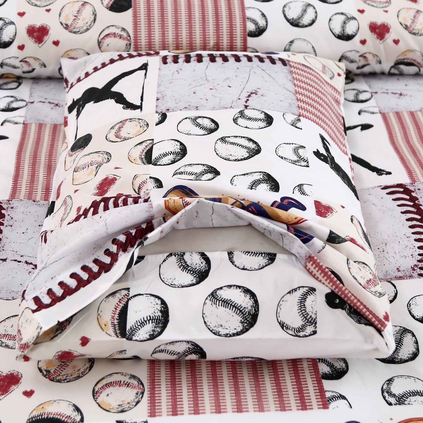 SDIII Baseball Comforter Twin Set 3 Pieces, Soft Microfiber Lightweight Sports Bedding Comforter Set Twin for Boys Girls and Baseball Lovers