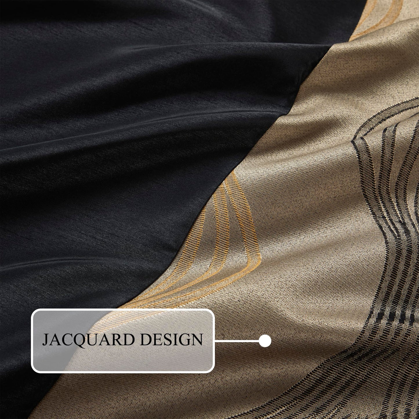 Stratford Park Black and Gold Comforter Set, 7 Pieces Jacquard Bedding Sets with Comforter, Bed Skirt, Pillows & Shams, Queen Size, Lightweight Microfiber, All Season Bedroom Home Décor