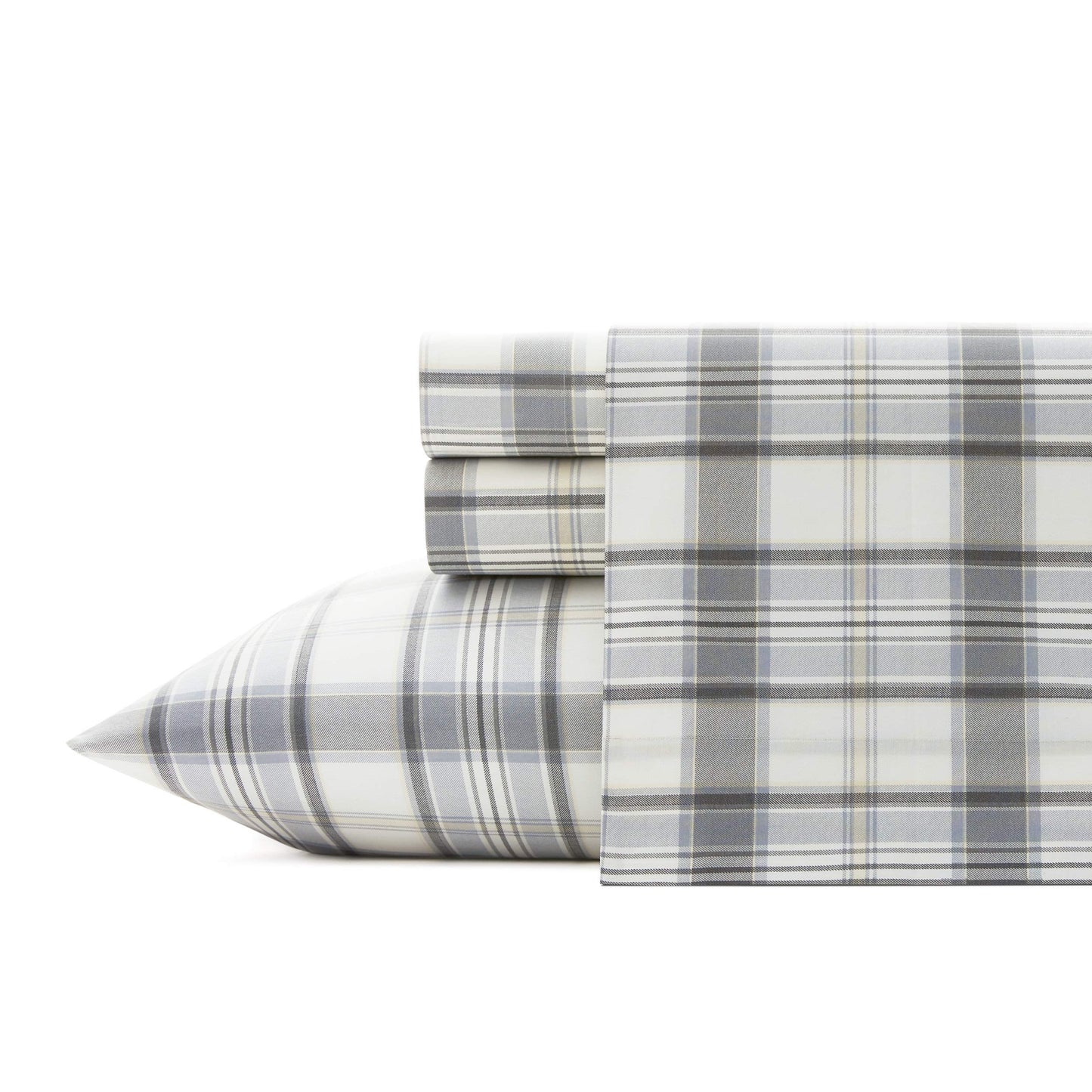 Eddie Bauer - Twin Sheet Set with Fitted Sheet & Pillowcase, 100% Cotton Percale Bedding, Crisp & Cool, Dorm Room Essentials, Chinook Grey