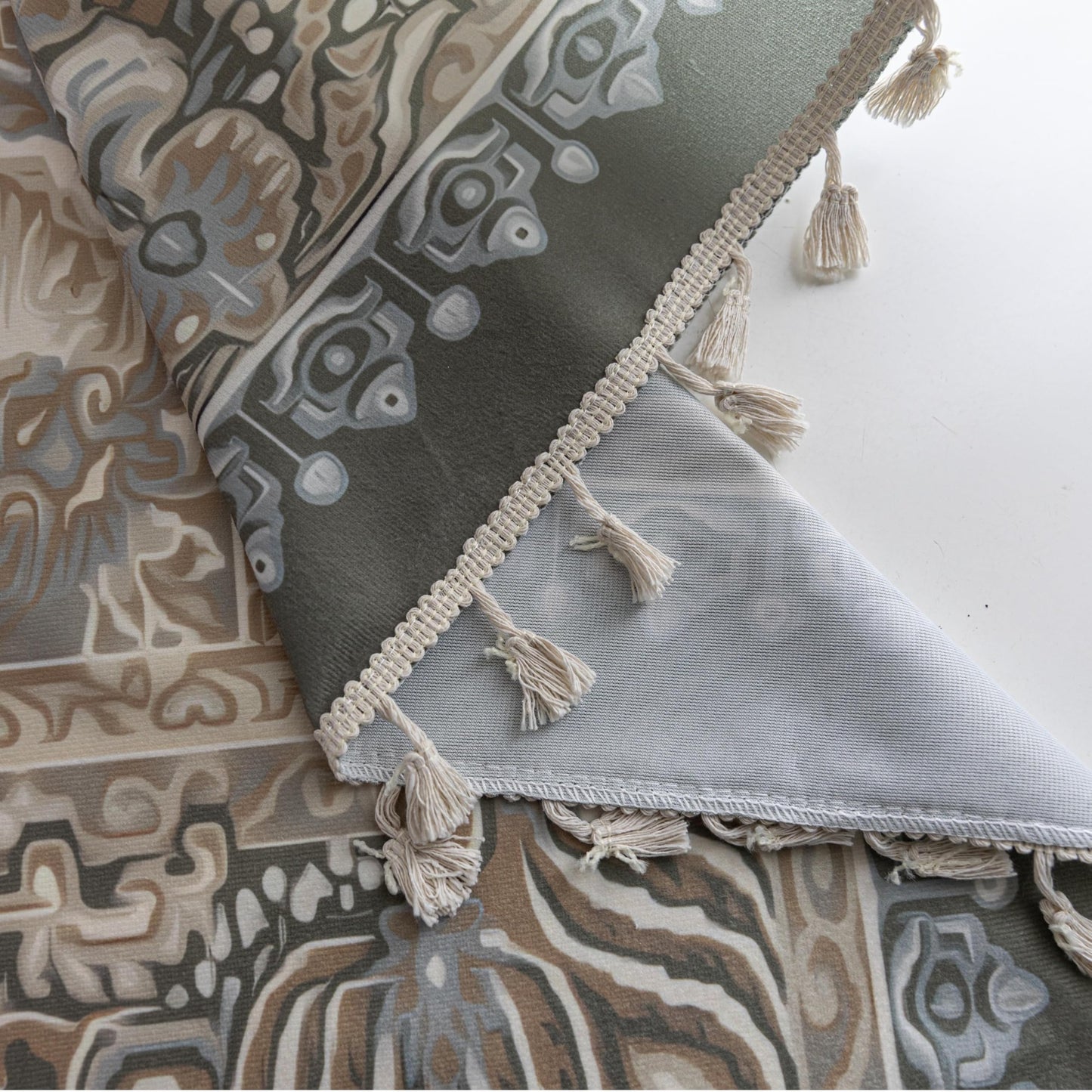 Erbnaryx Sage Green Medallion Curtains 72 Inches Long, Boho Farmhouse Light Filtering Rod Pocket Drapes with Tassel Trim for Bedroom Living Room, 2 Panels