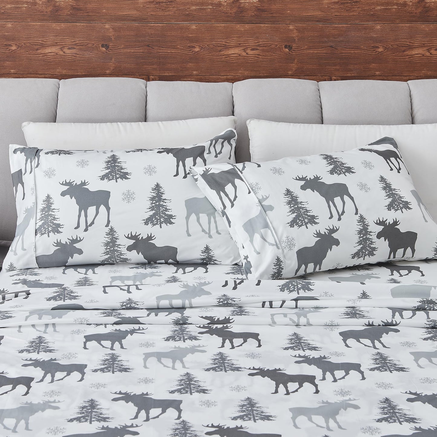 Great Bay Home Twin Size Microfiber Sheet Set - 3-Piece Lodge Bed Sheets - Ultra-Soft and Smooth Brushed Microfiber Woodland Decor Bedding (Moose)