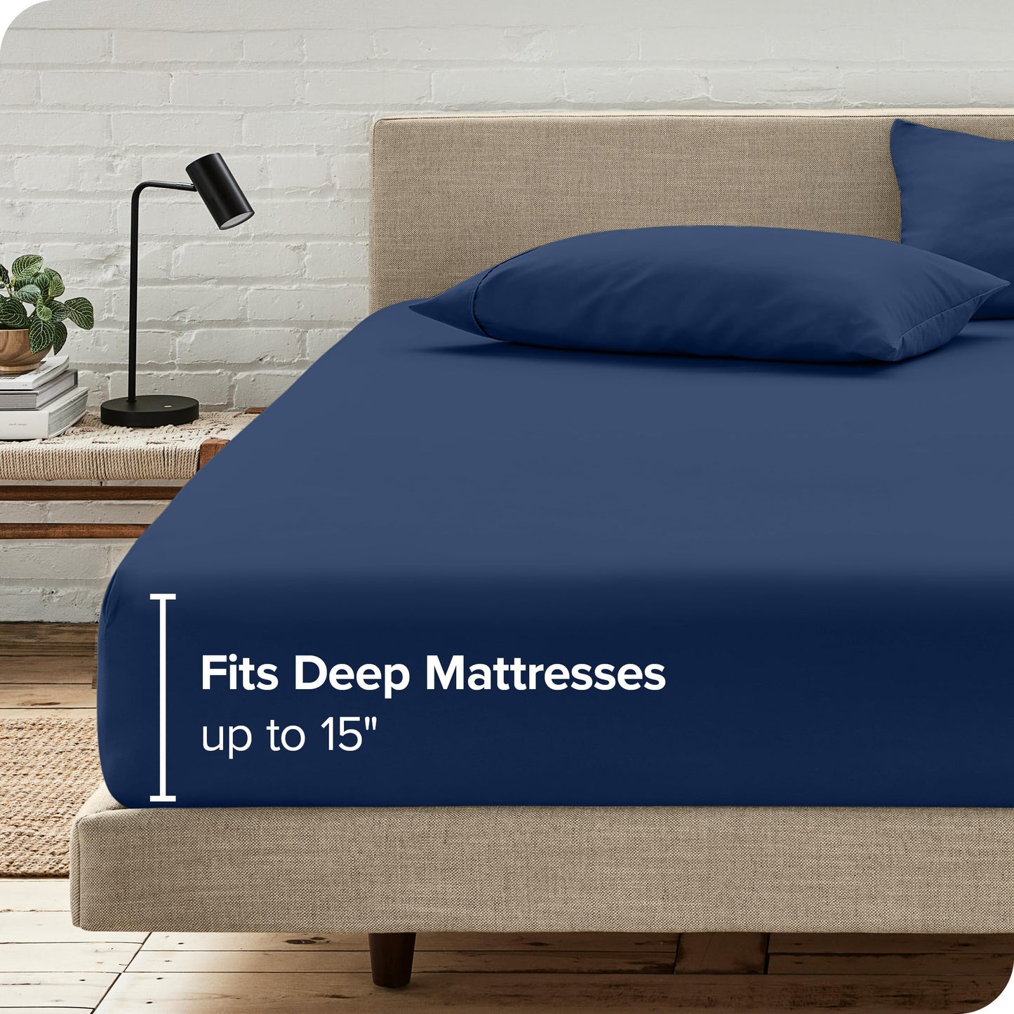 Bare Home Fitted Sheet + Pillowcase Set - Luxury 1800 Ultra-Soft Microfiber - Double Brushed - Deep Pockets - Easy Fit - Fitted Sheet and Pillowcases (Full, Dark Blue)