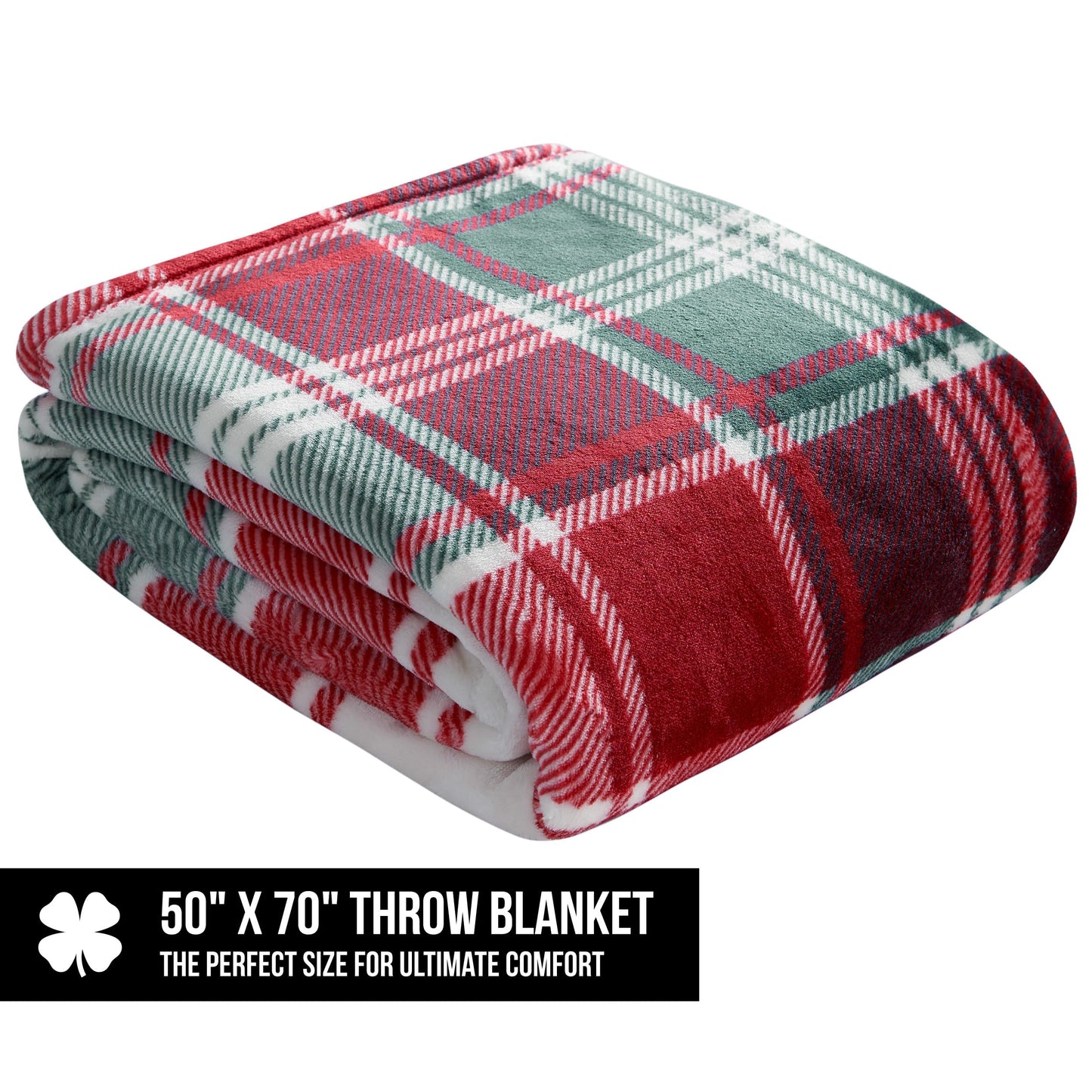 Lucky Brand Plush Winter Red Plaid 50"x70" Soft Throw Blanket - Luxurious Microfiber Plush Blanket for Ultimate Comfort and Cozy Warmth