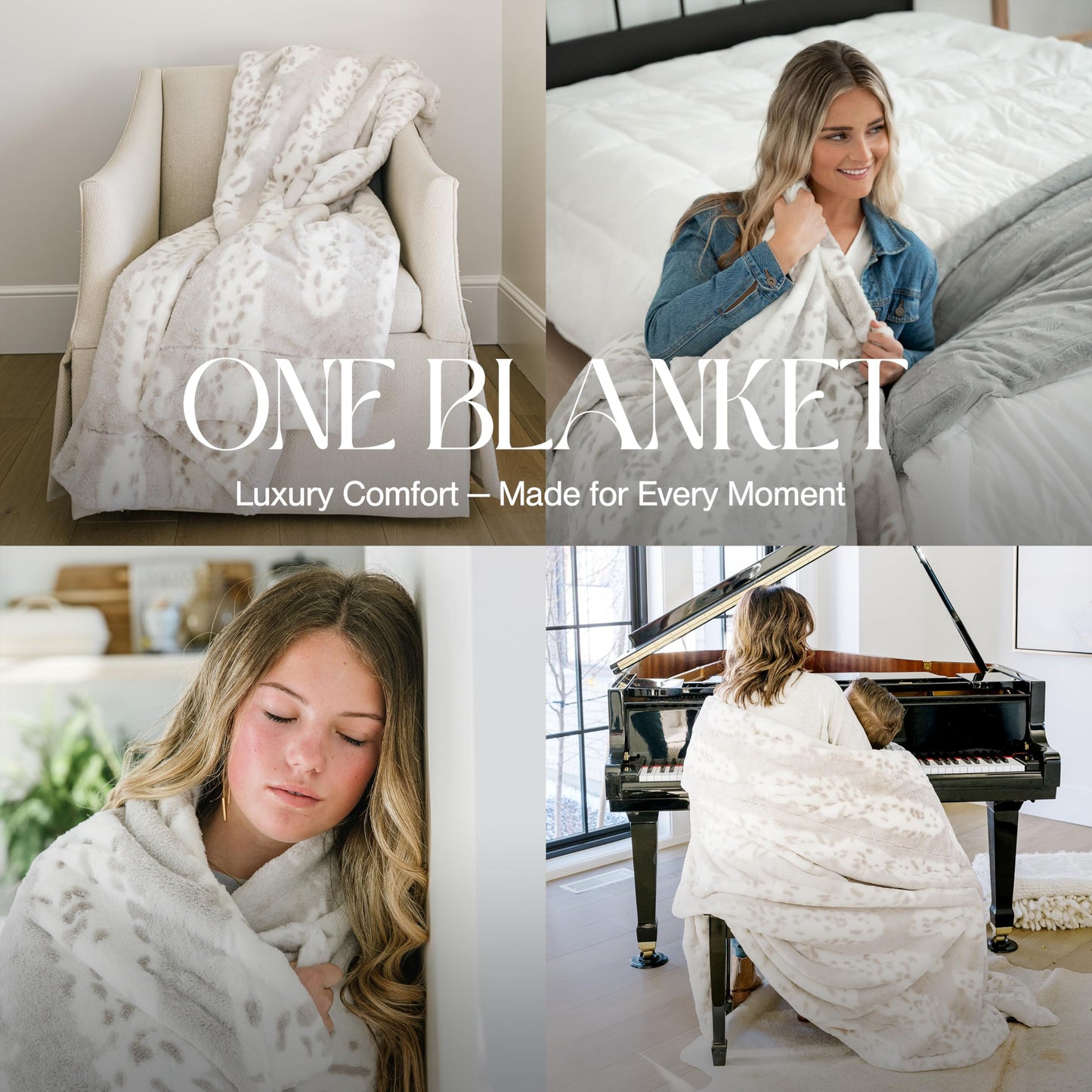 Minky Designs Arctic Lynx Minky Blanket – Ultra Soft Faux Fur Throw Blanket for Couch, Bed & Home – Fluffy, Warm & Luxurious – Posh Collection (Large, 60x72)