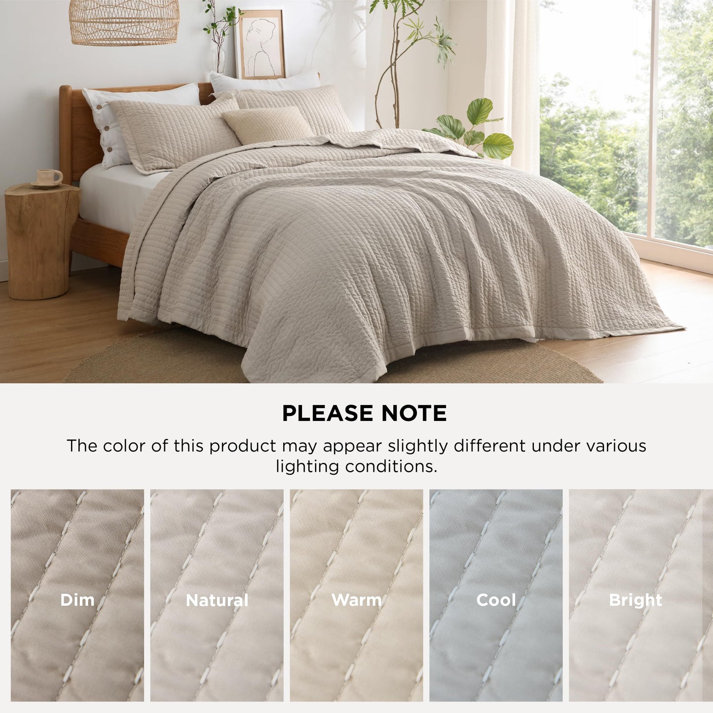 Bedsure Quilts Queen Size - Queen Quilt Bedding Set Bedspread Coverlet Comforter, Lightweight Neutral Striped Bedding, 3-Piece Set with 90"x96" Coverlet & 2 Pillow Shams, All-Season Soft Microfiber