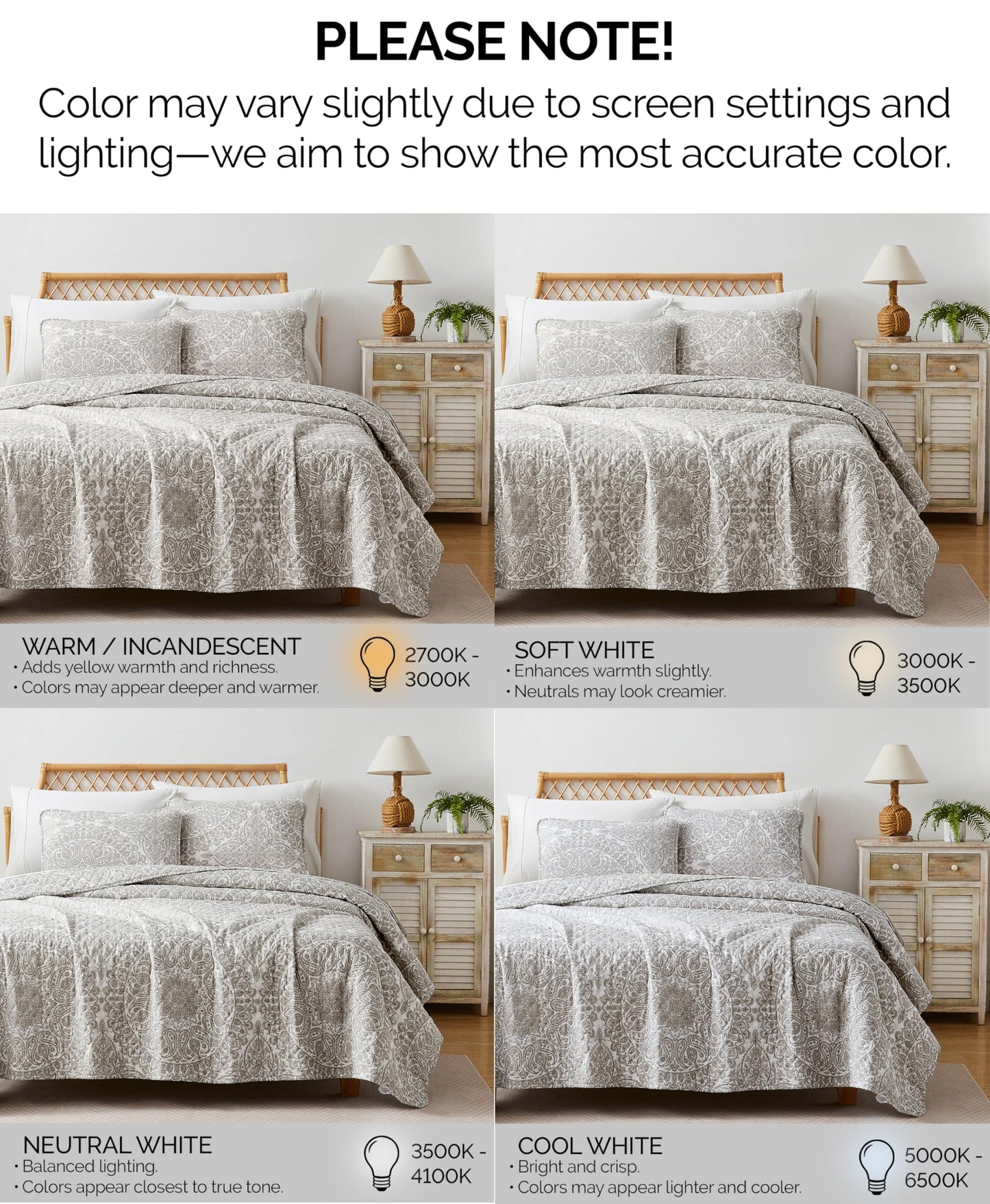 Southshore Fine Living, Inc. Ashanti Collection Oversized King Quilt Bedding Set, Soft Fabric, Lightweight Bedspread 3-Piece, Two Matching Shams (108 in Wide x 98 in Long), Cal/King Quilt Sets, Bone