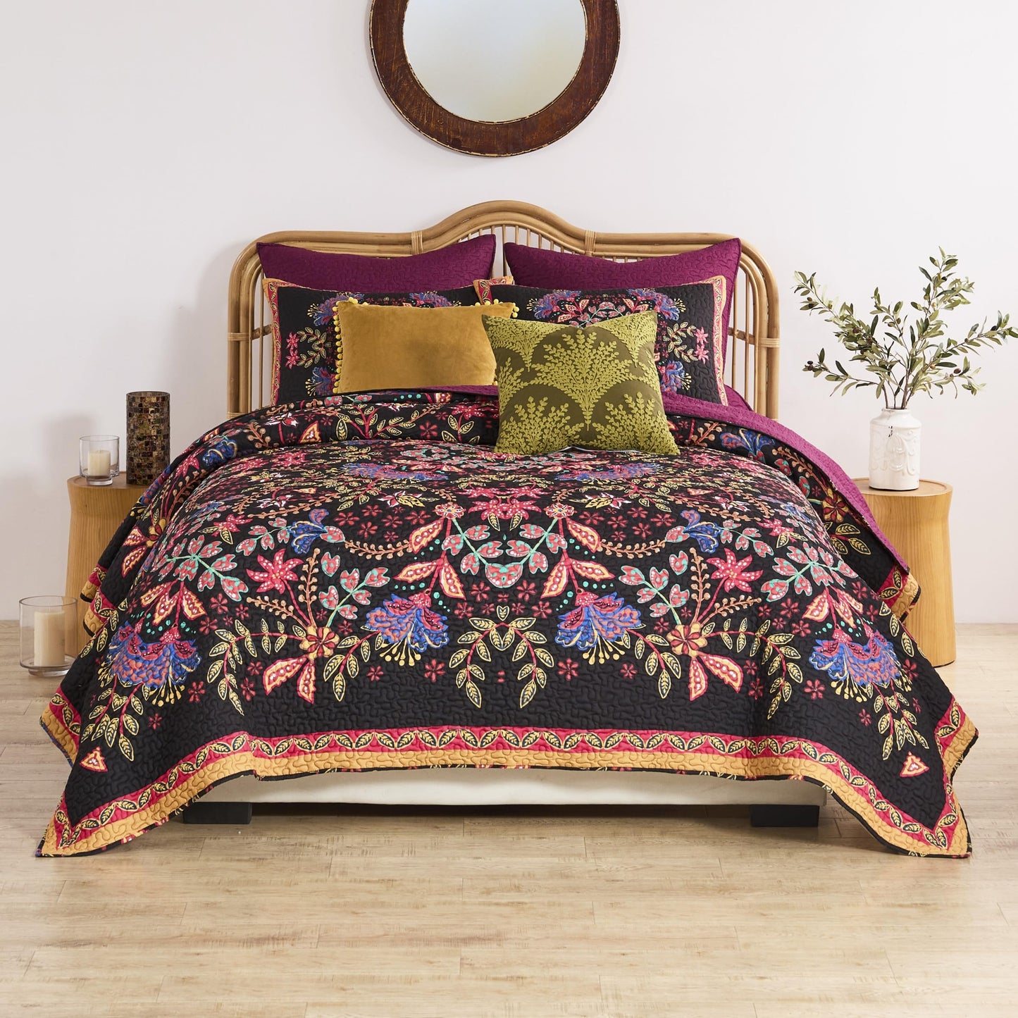 Greenland Home Fashions Jessa Vintage Boho Collection Quilt Set, 3-Piece King/Cal King