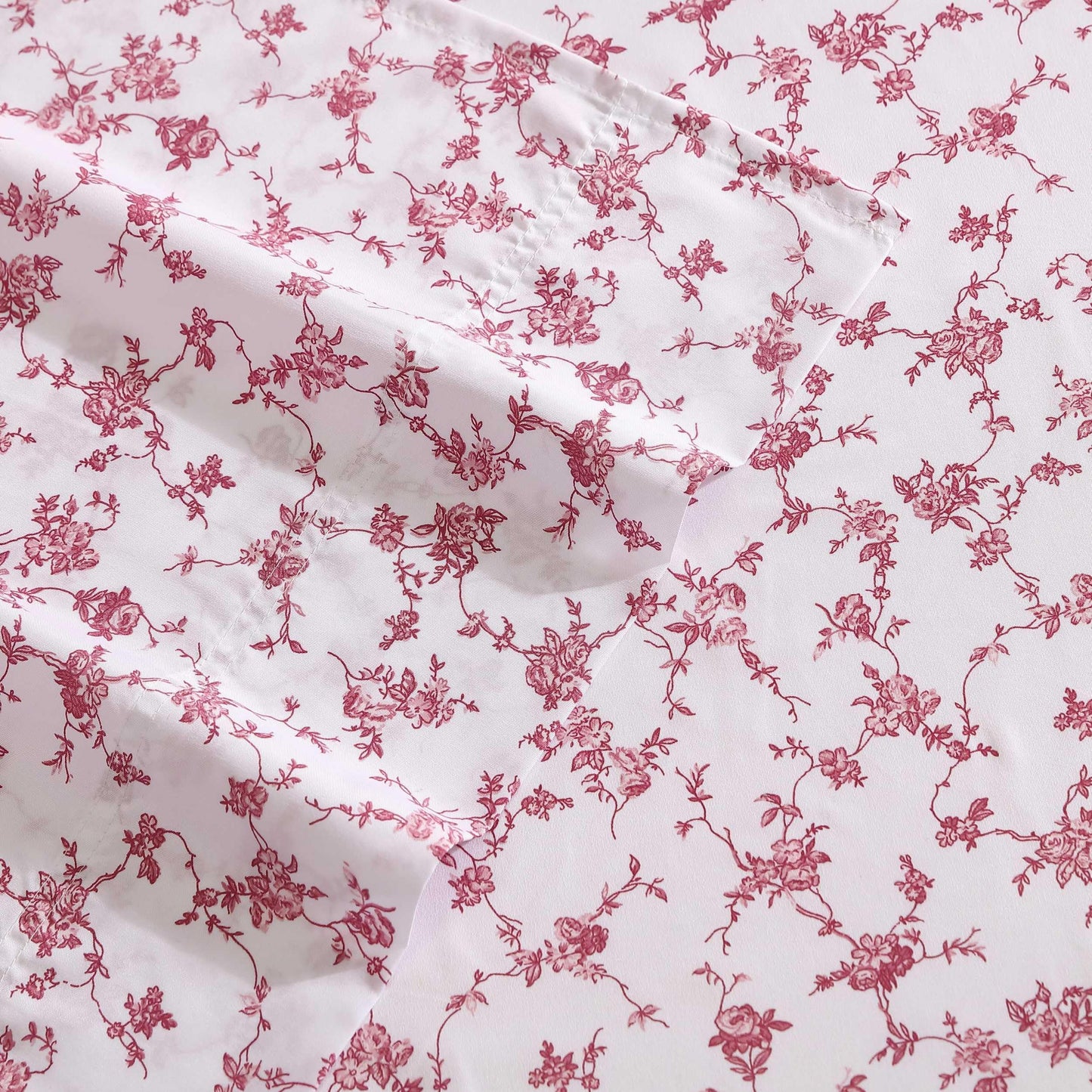 Betsey Johnson - Queen Bed Sheets, Soft & Lightweight Bedding, Fade & Wrinkle Resistant (Floral Toile Pink, Queen)