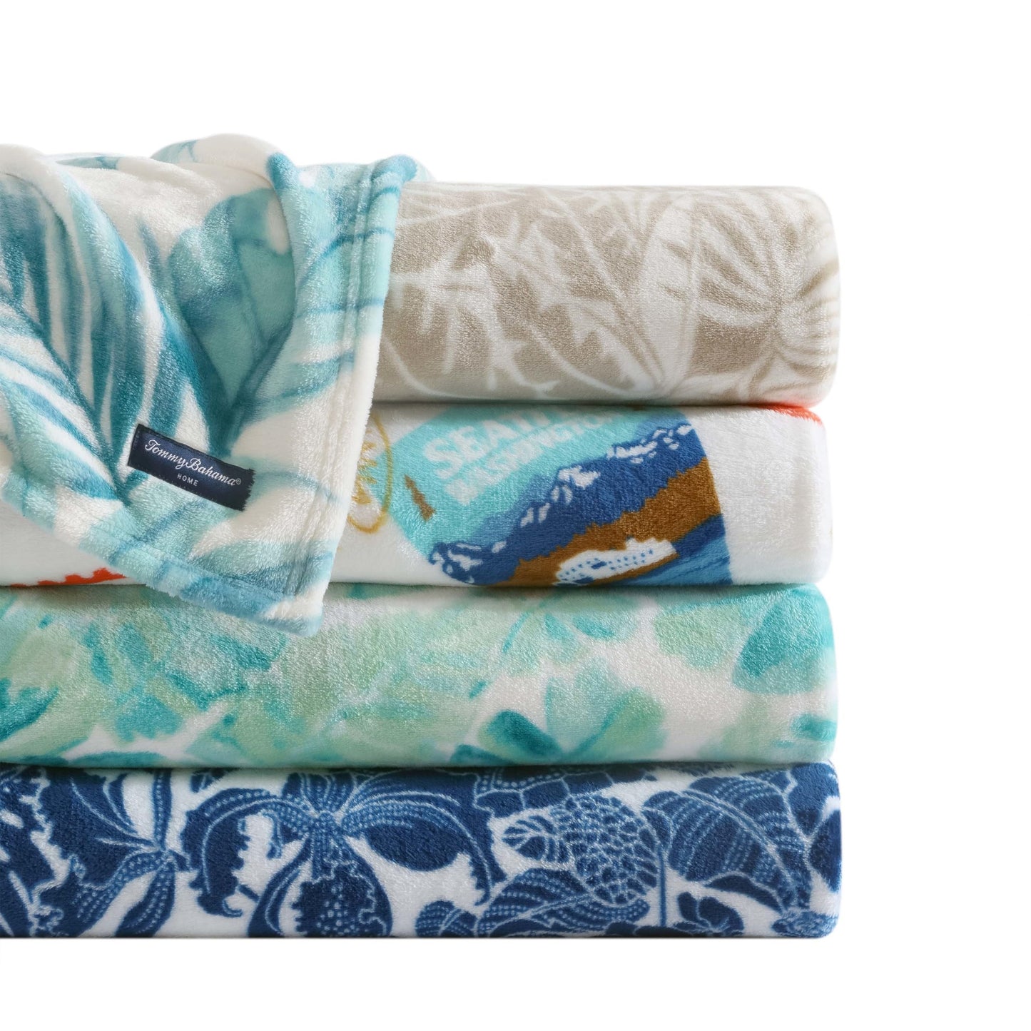 Tommy Bahama - Throw Blanket, Plush Fleece Bedding, Tropical Bedding Set for Bed or Couch (Weekend Green, 50" x 70")