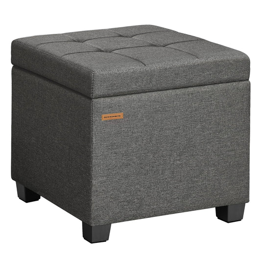 SONGMICS Square Storage Ottoman, Foot Stool Footrest with Legs, Ottoman Cube with Hinged Lid, for Living Room, Bedroom, 16.9 x 16.9 x 18.1 Inches, Linen-Look Fabric, Slate Gray ULOM509GN01