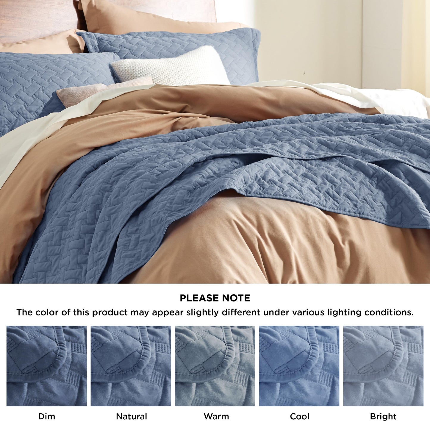 Bedsure Quilts King Size - Lightweight Bedspreads King Size with Basket Weave Pattern, Soft Quilt Bedding Set, Mineral Blue Comforter Set Coverlet for All Seasons with 2 Pillow Shams (106" x 96")