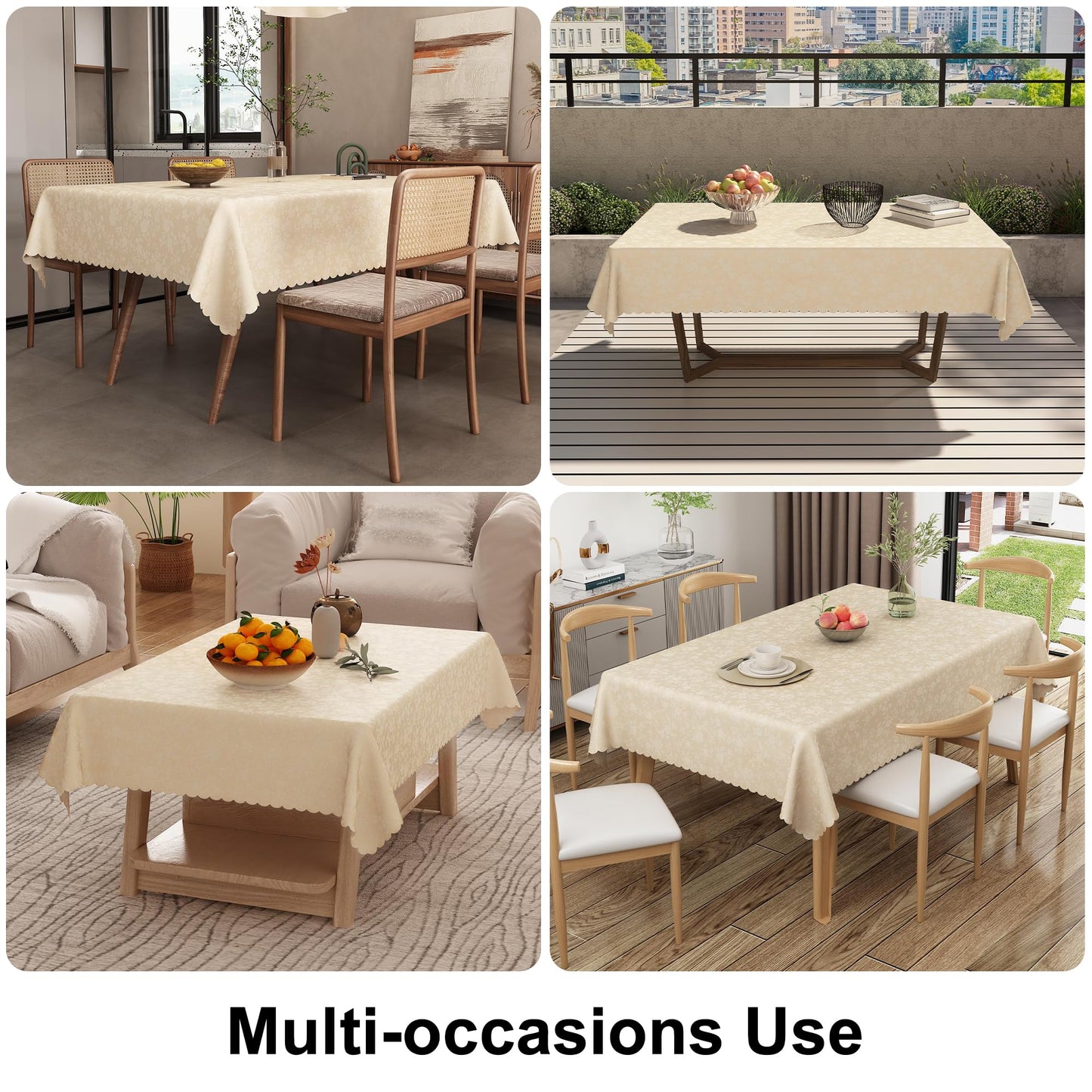 Smiry Rectangle Table Cloth, Waterproof Heavy Duty Vinyl Tablecloths, Wipeable Washable Table Cover for Kitchen and Dining Room (Beige, 70" X 90")